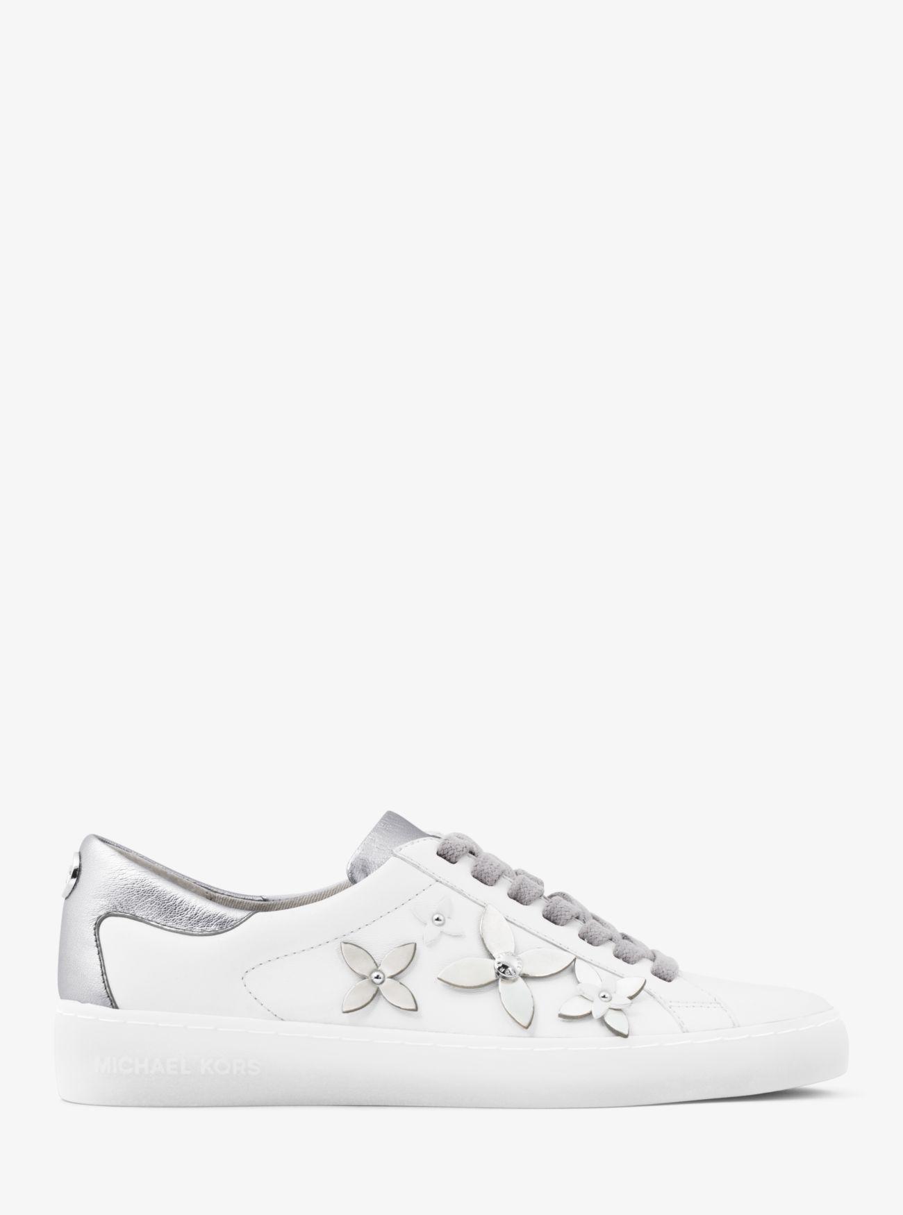 michael kors allie floral appliqué leather sneaker