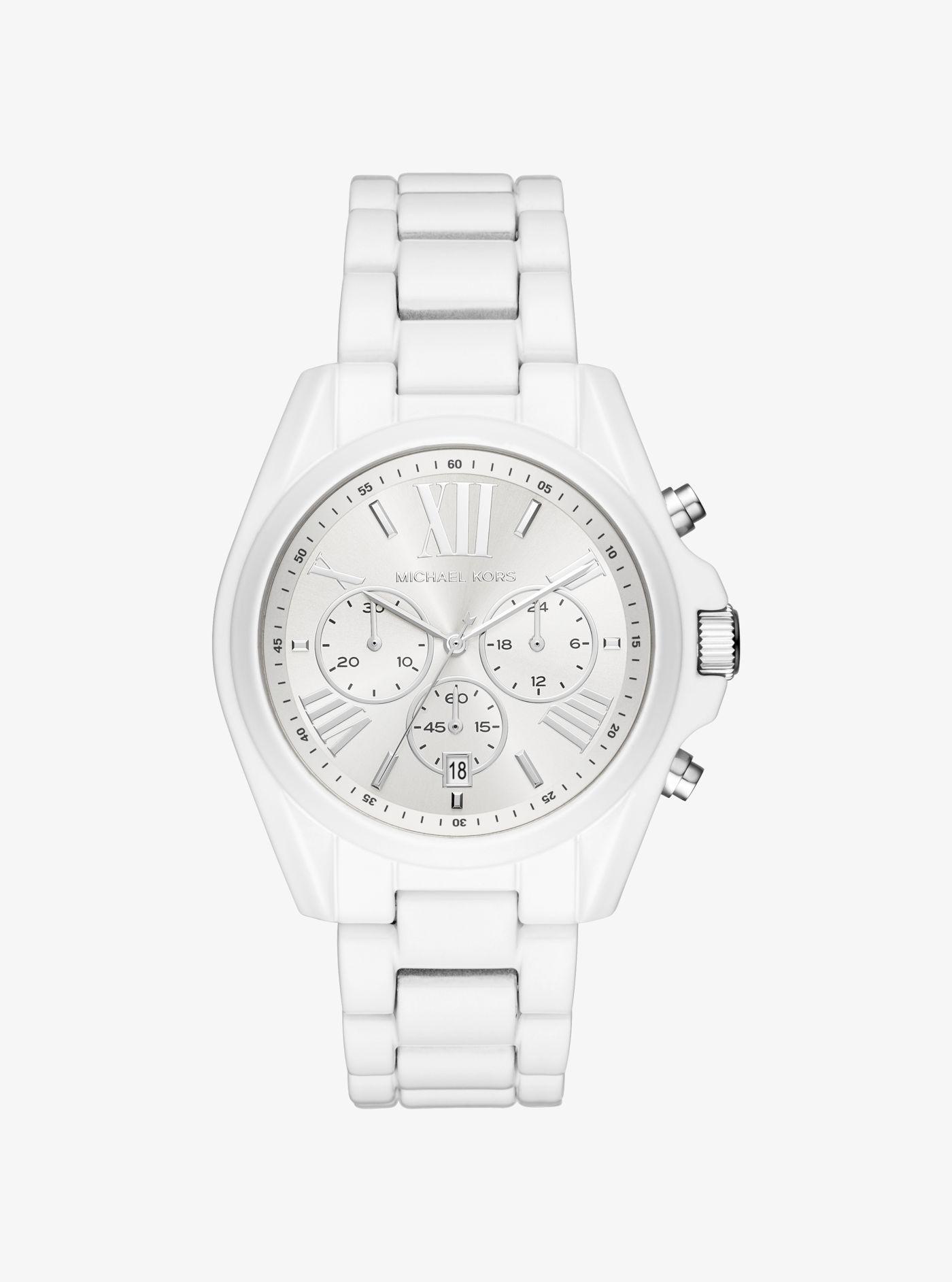 michael kors bradshaw white coated watch