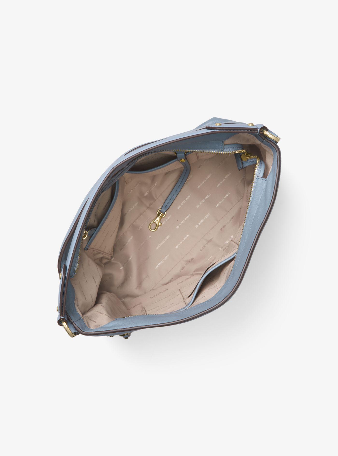Michael Kors Evie Large Pebbled Leather Shoulder Bag in Pale Blue (Blue) -  Lyst