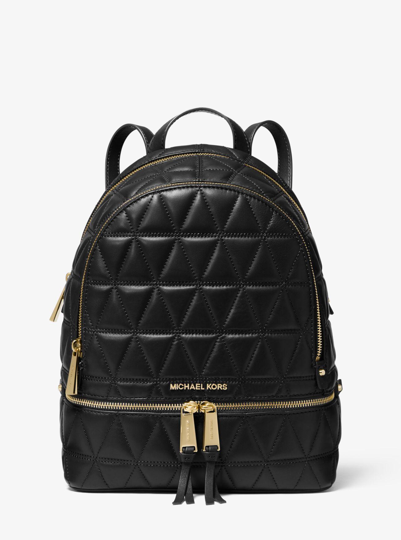 Michael Kors Rhea Medium Quilted Leather Backpack in Black - Lyst