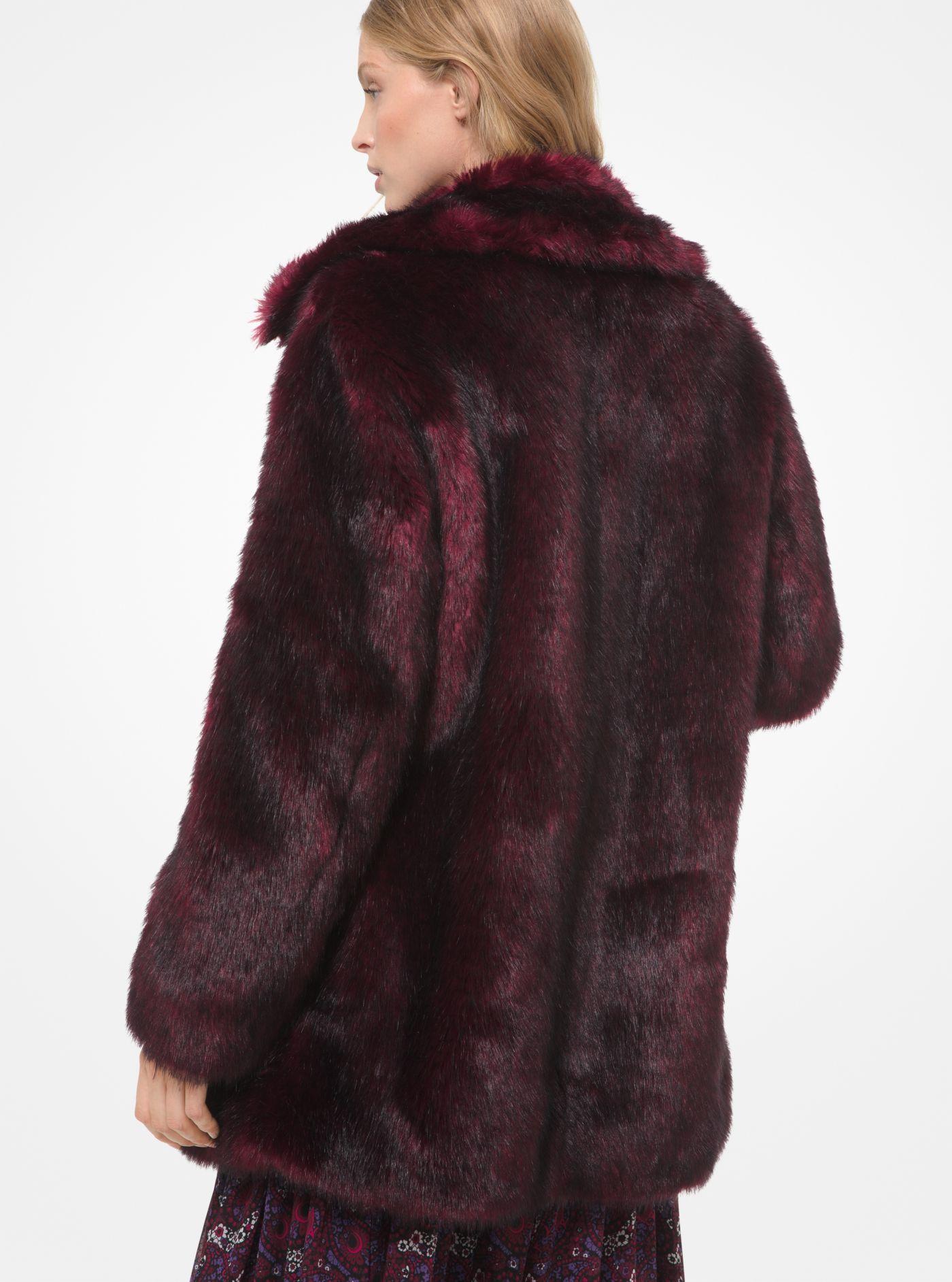 Michael Kors Faux Fur Coat in Red | Lyst
