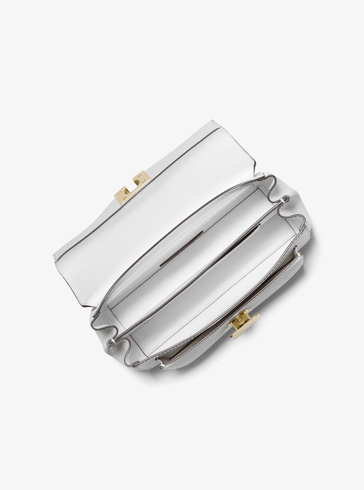 Michael Kors Lita Medium Leather Crossbody Bag in White Lyst