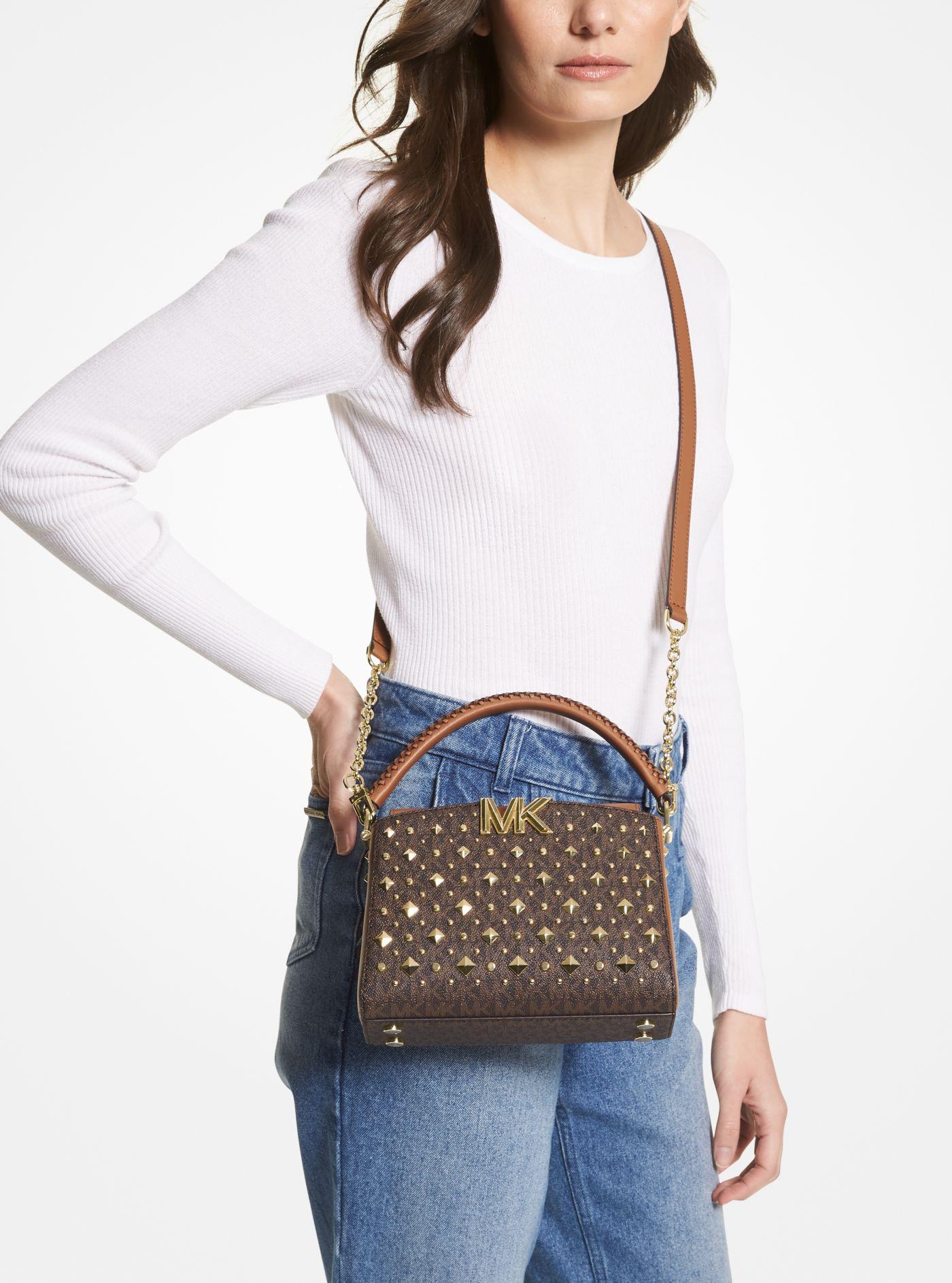 Michael Kors Karlie Small Studded Logo Crossbody Bag | Lyst