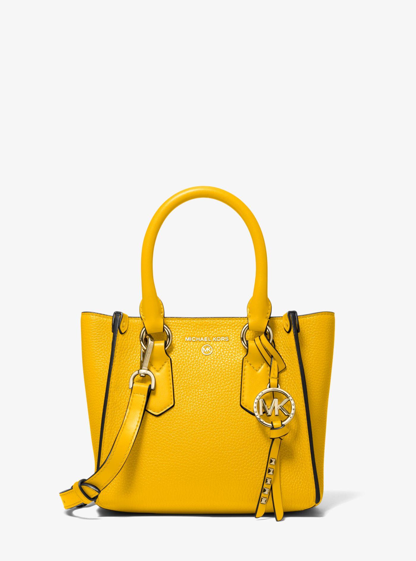 Michael Kors Kris Small Pebbled Leather Satchel in Yellow | Lyst