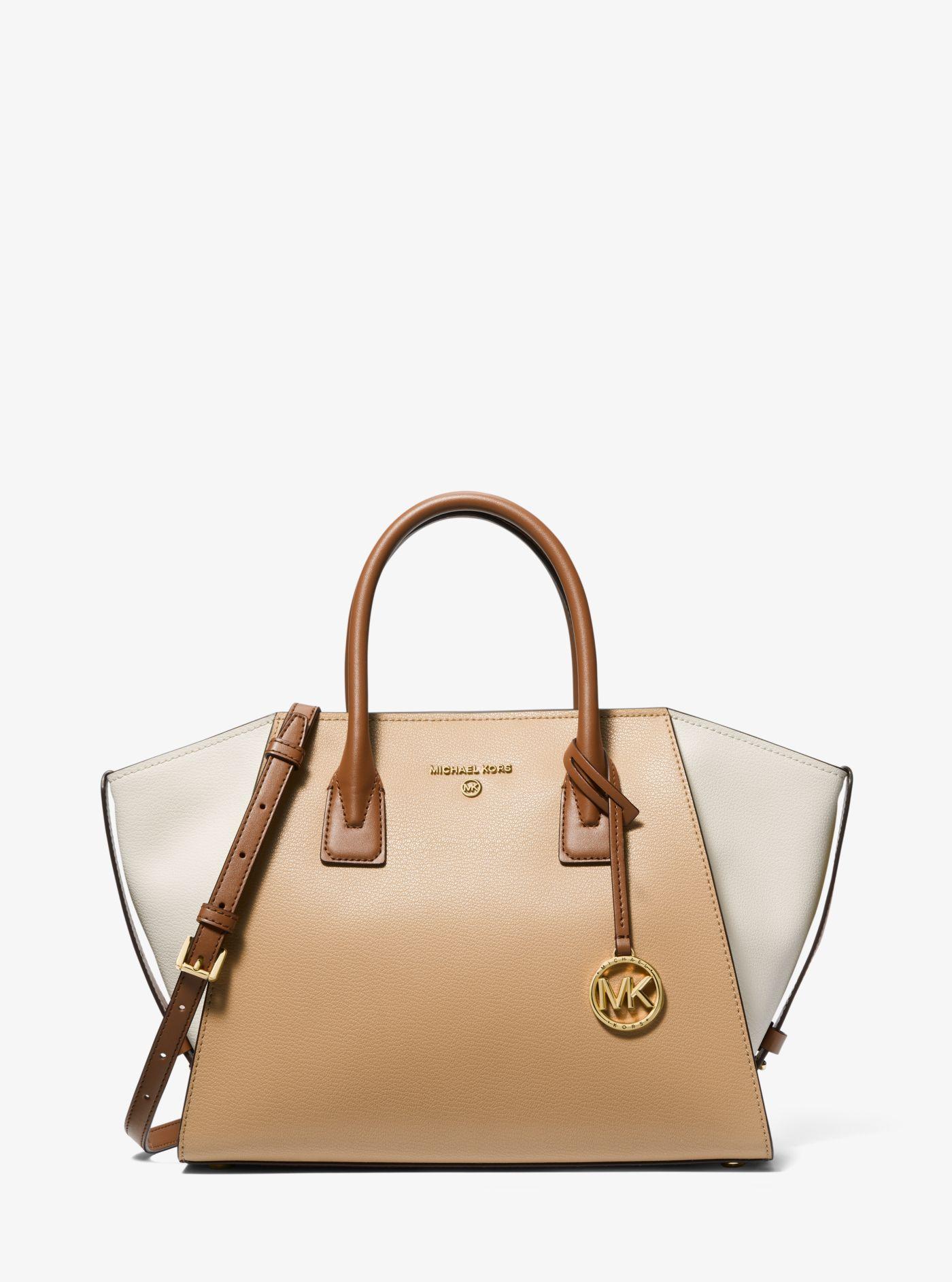 Michael Kors Avril Large Colorblock Pebbled Leather Topzip Satchel in