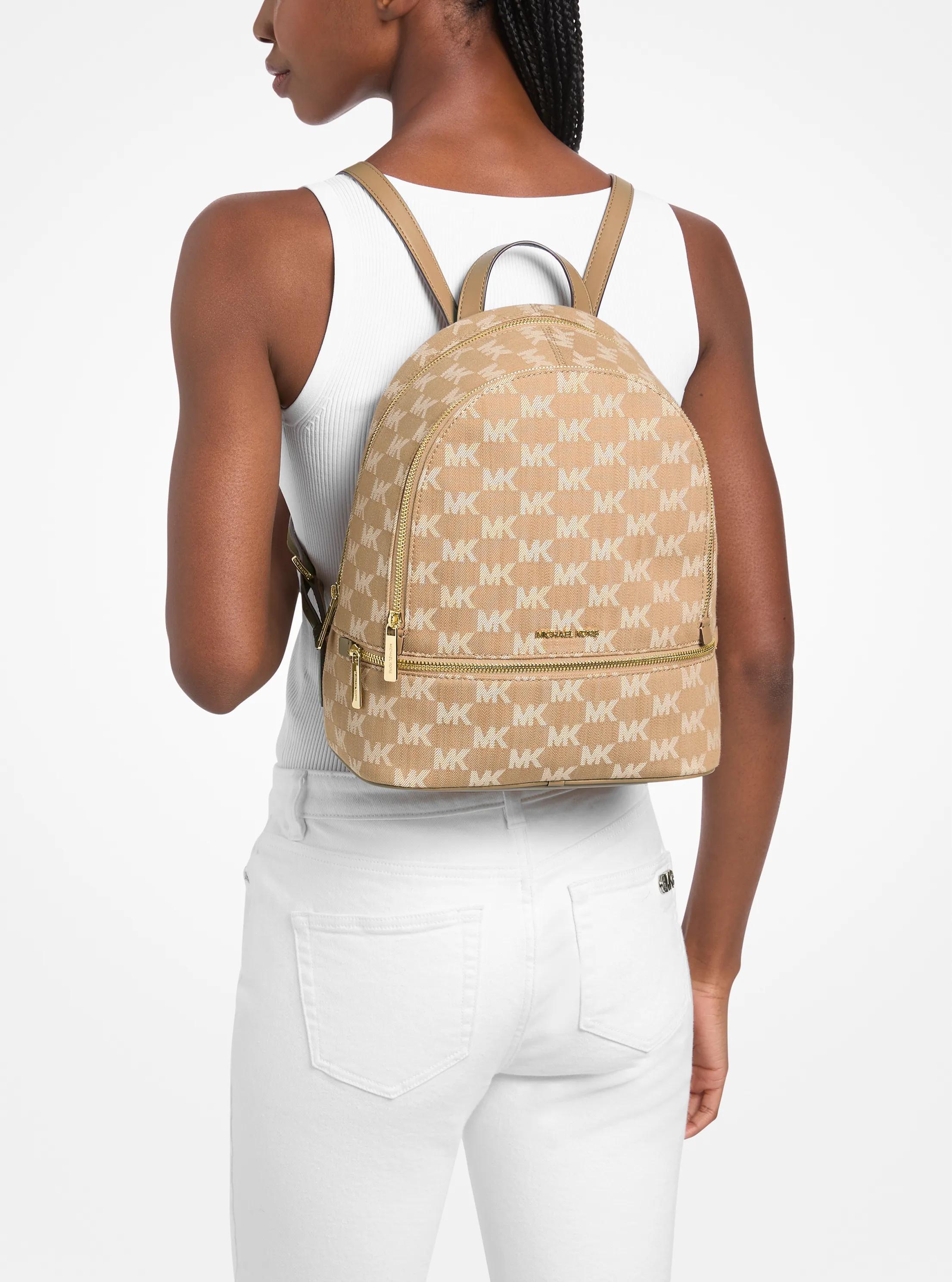 Michael Kors Rhea Medium Logo Jacquard Denim Backpack in 