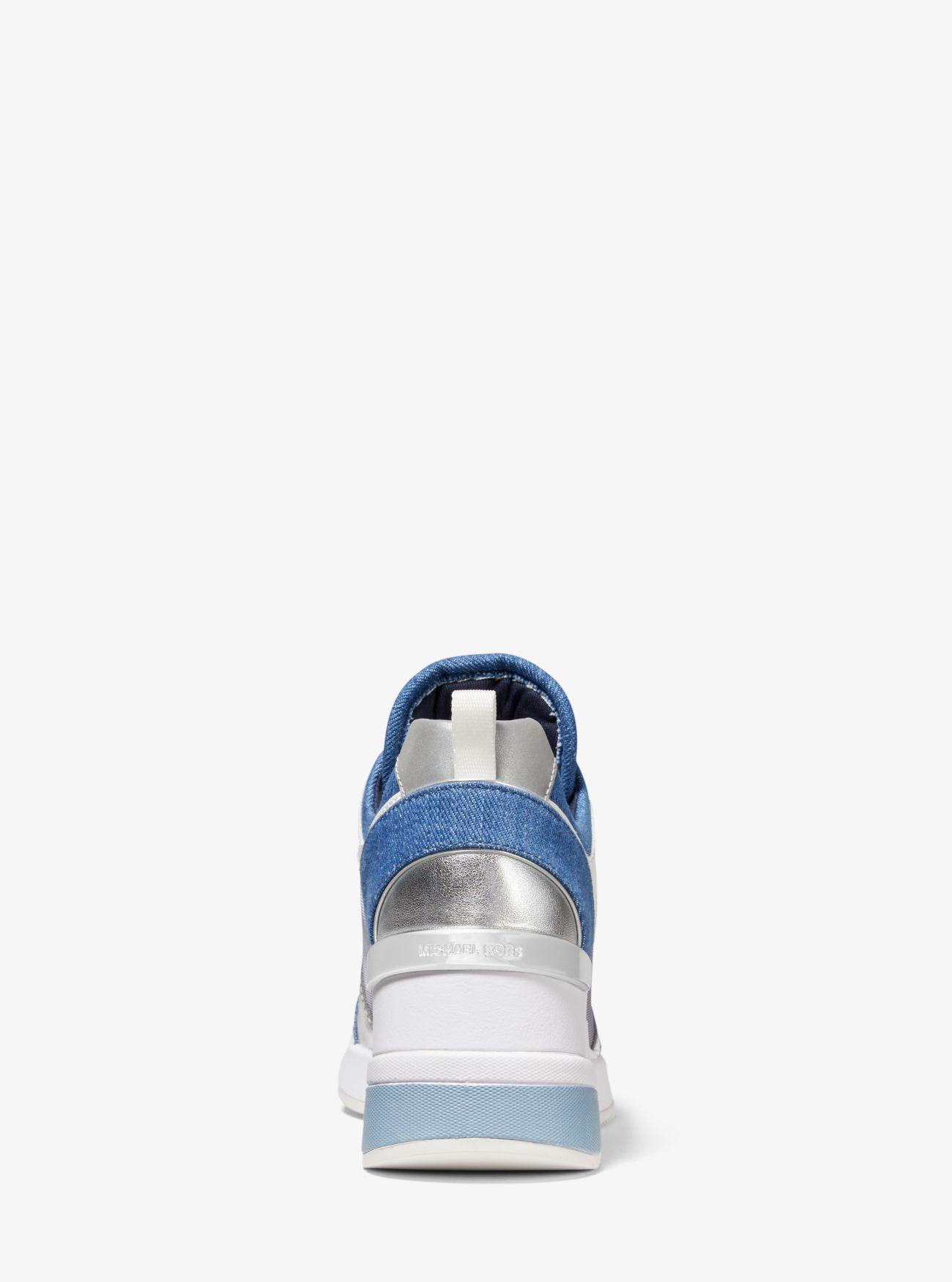 Michael Kors Georgie Denim And Leather Trainer in Blue | Lyst