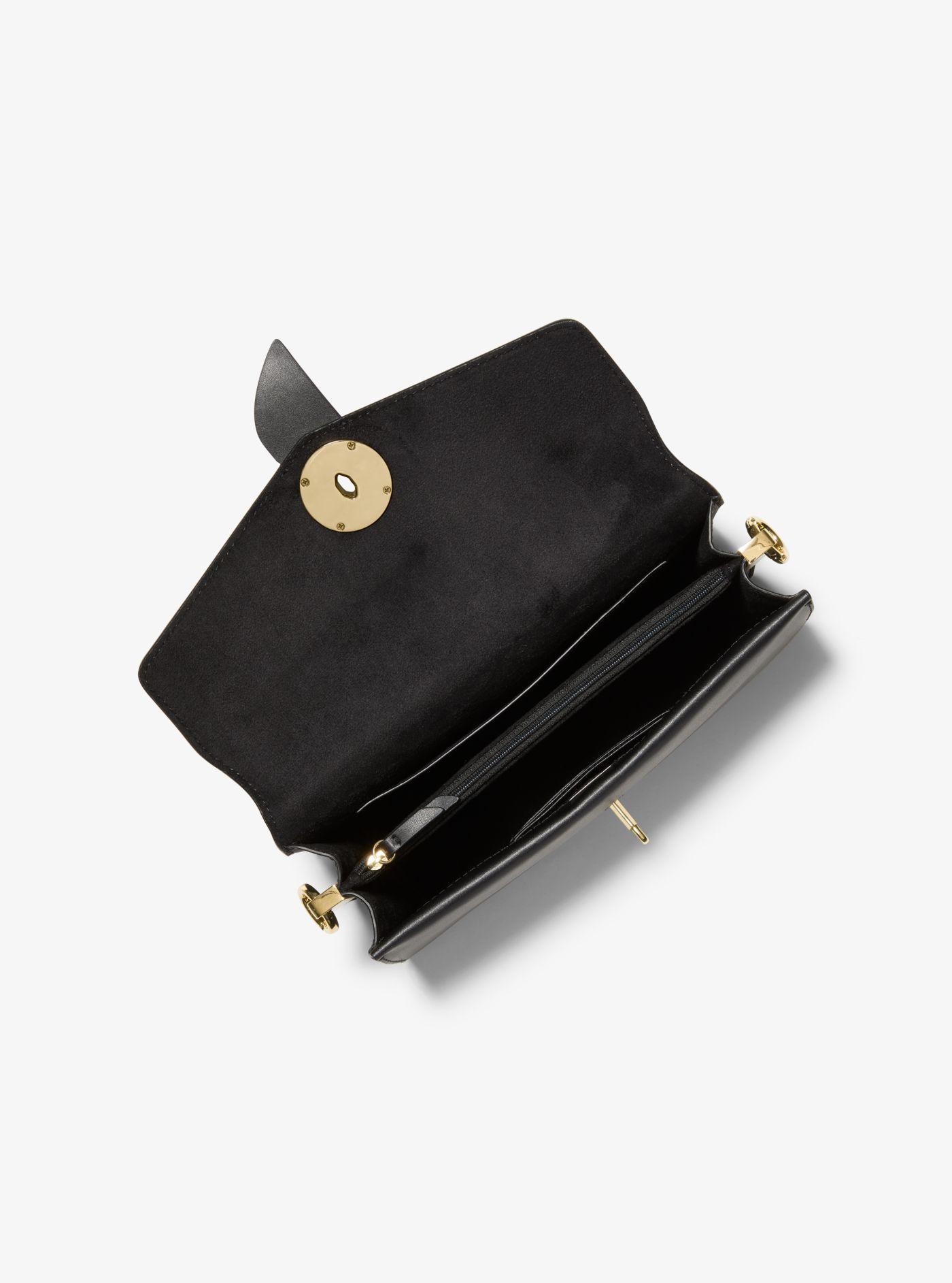 Michael Kors Greenwich Medium Saffiano Leather Shoulder Bag in Black | Lyst