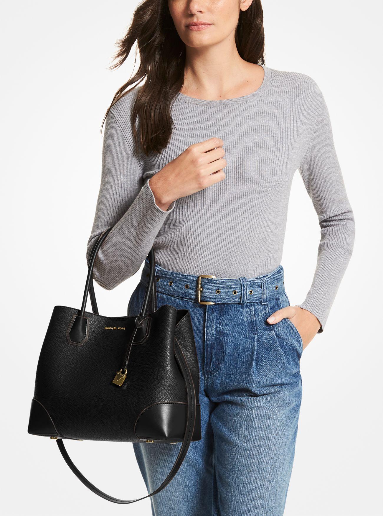 Donna Michael Kors Borsa tote Mercer Gallery media in pelle martellata  Atlantico Scuro | Borse a mano – Andrea Agresti