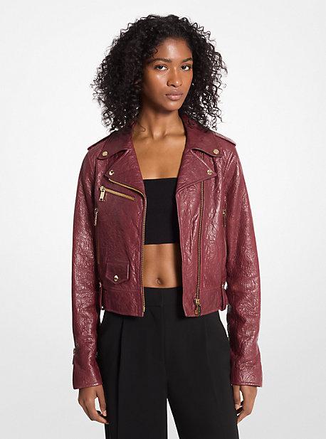 Michael kors women's leather bomber jacket deals