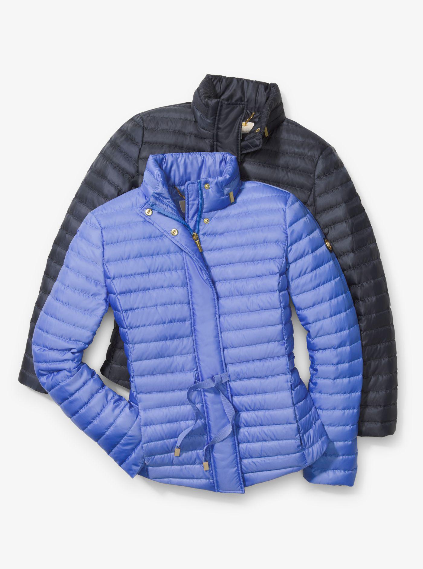 Michael Kors Synthetic Packable Nylon Puffer Jacket in Navy (Blue) | Lyst