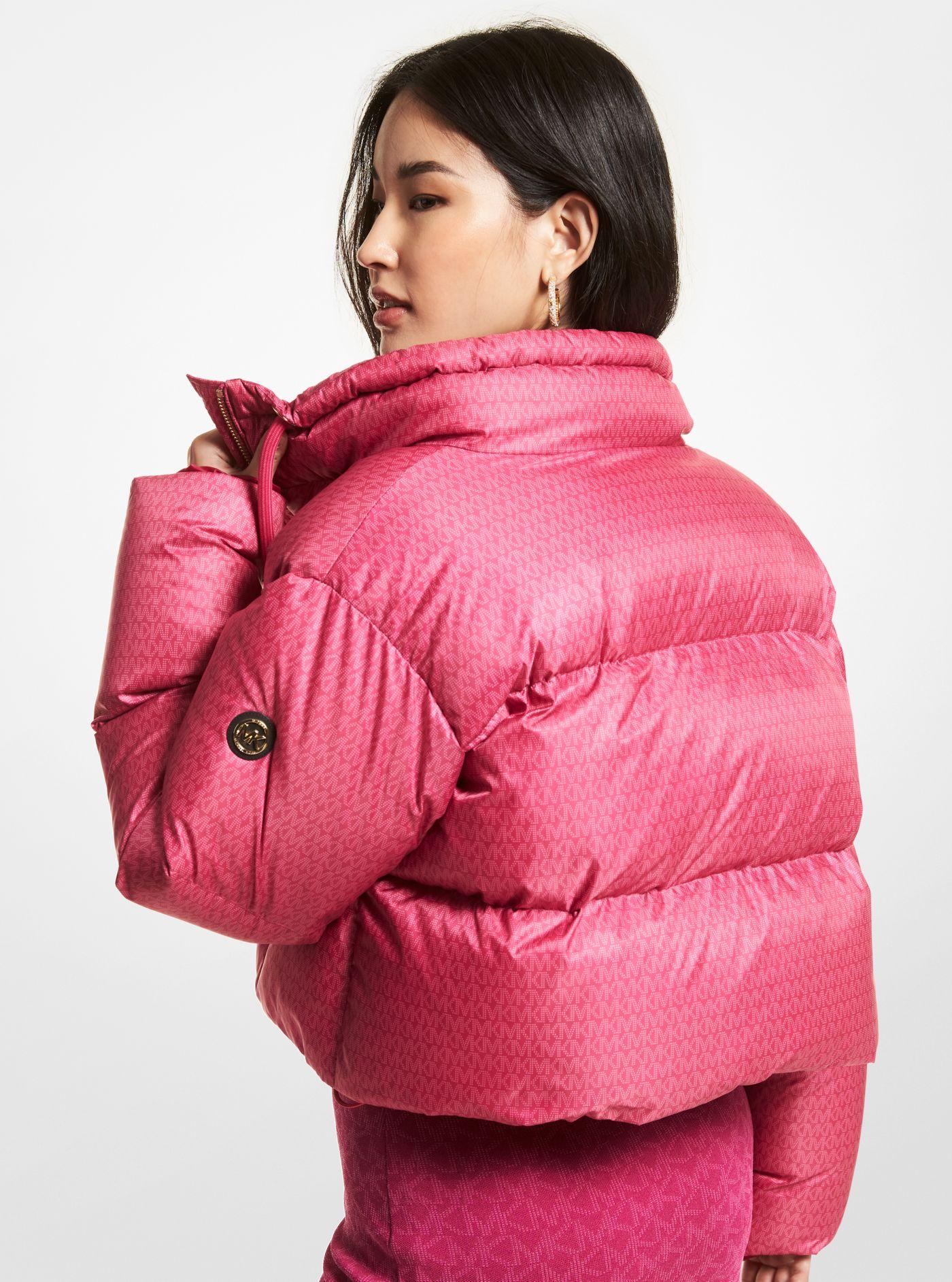 Michael Kors Cropped Logo Quilted Puffer Jacket in Pink | Lyst