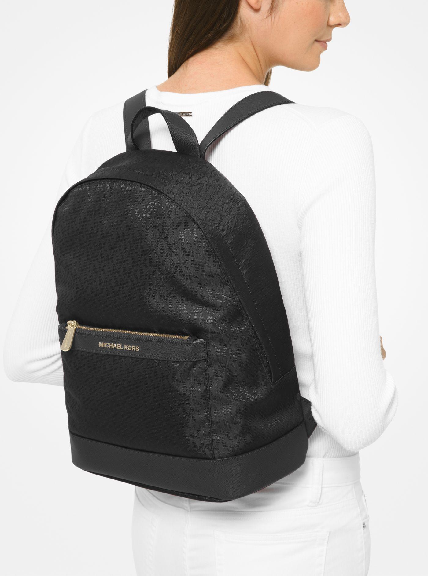 Michael Kors Morgan Medium Logo Jacquard Backpack in Black | Lyst