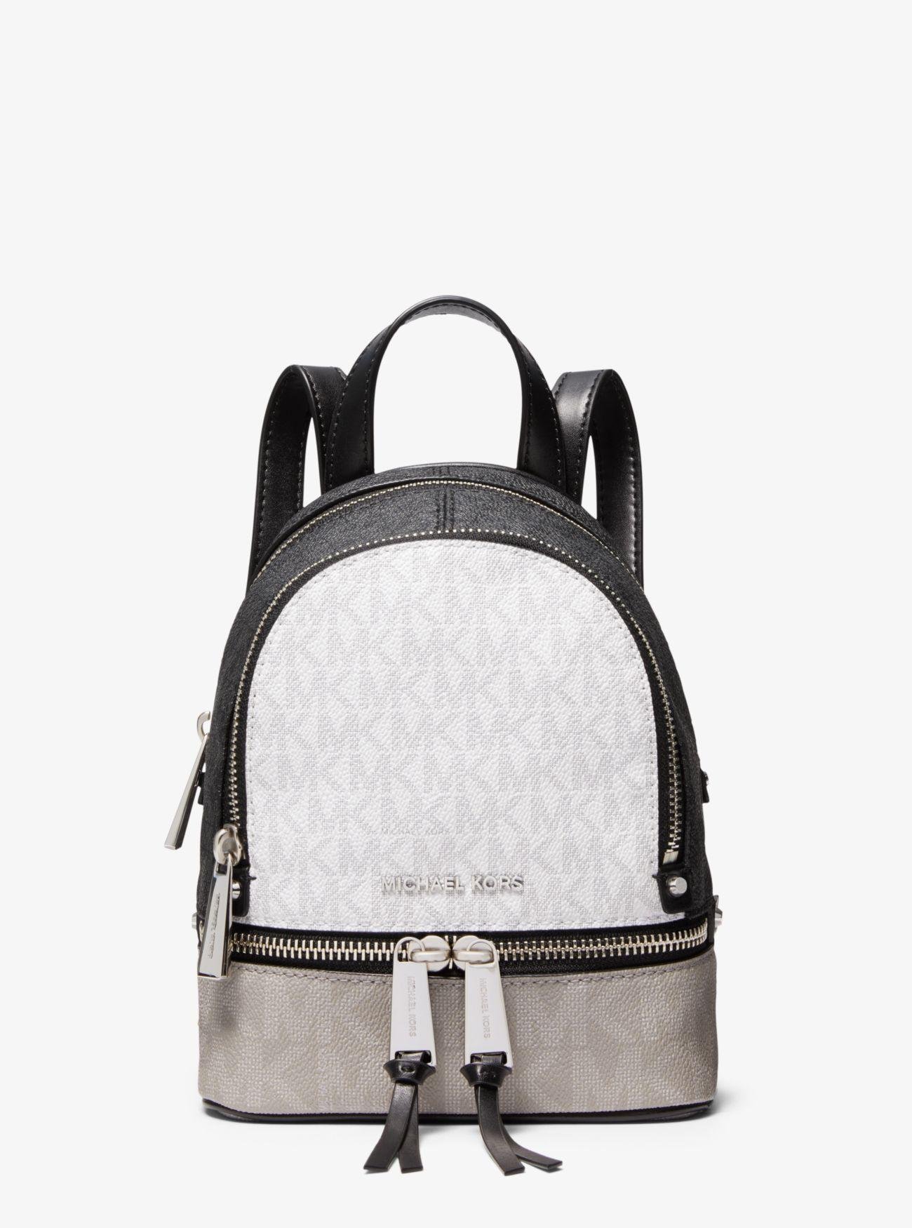 Michael Kors Rhea Mini Color-block Logo Backpack in White | Lyst
