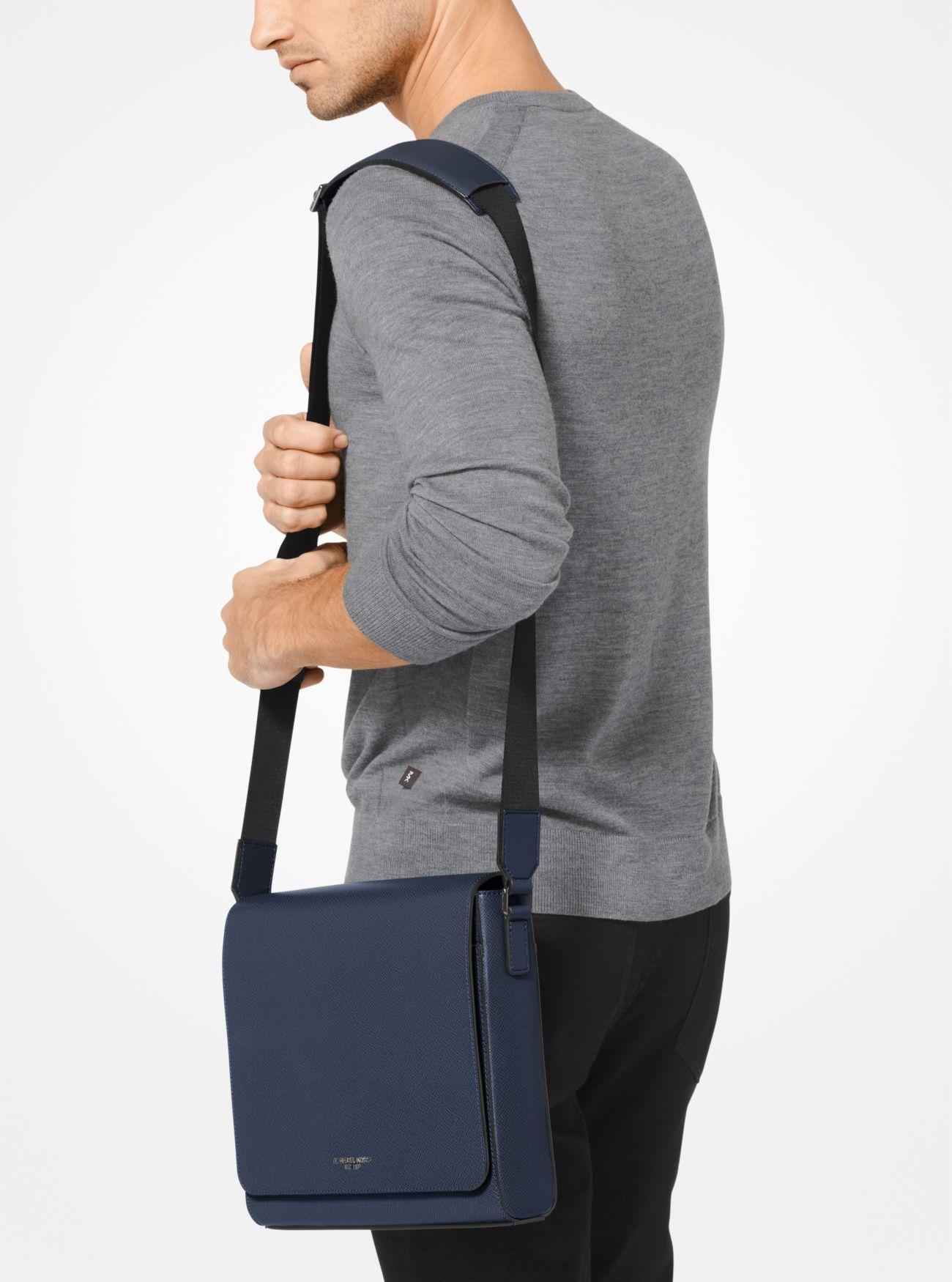 Michael Kors Harrison Medium Leather Bag Blue for Men - Lyst
