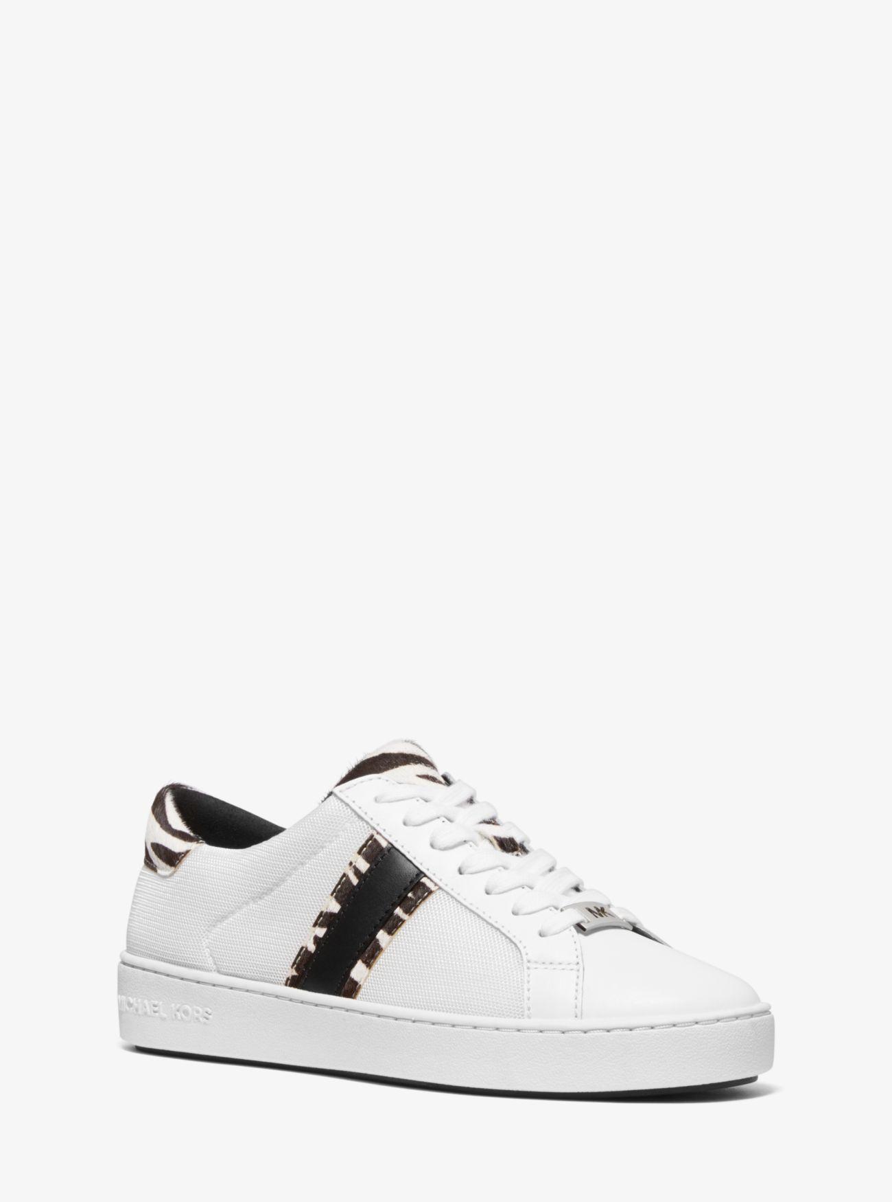 irving mesh and cheetah calf hair stripe sneaker
