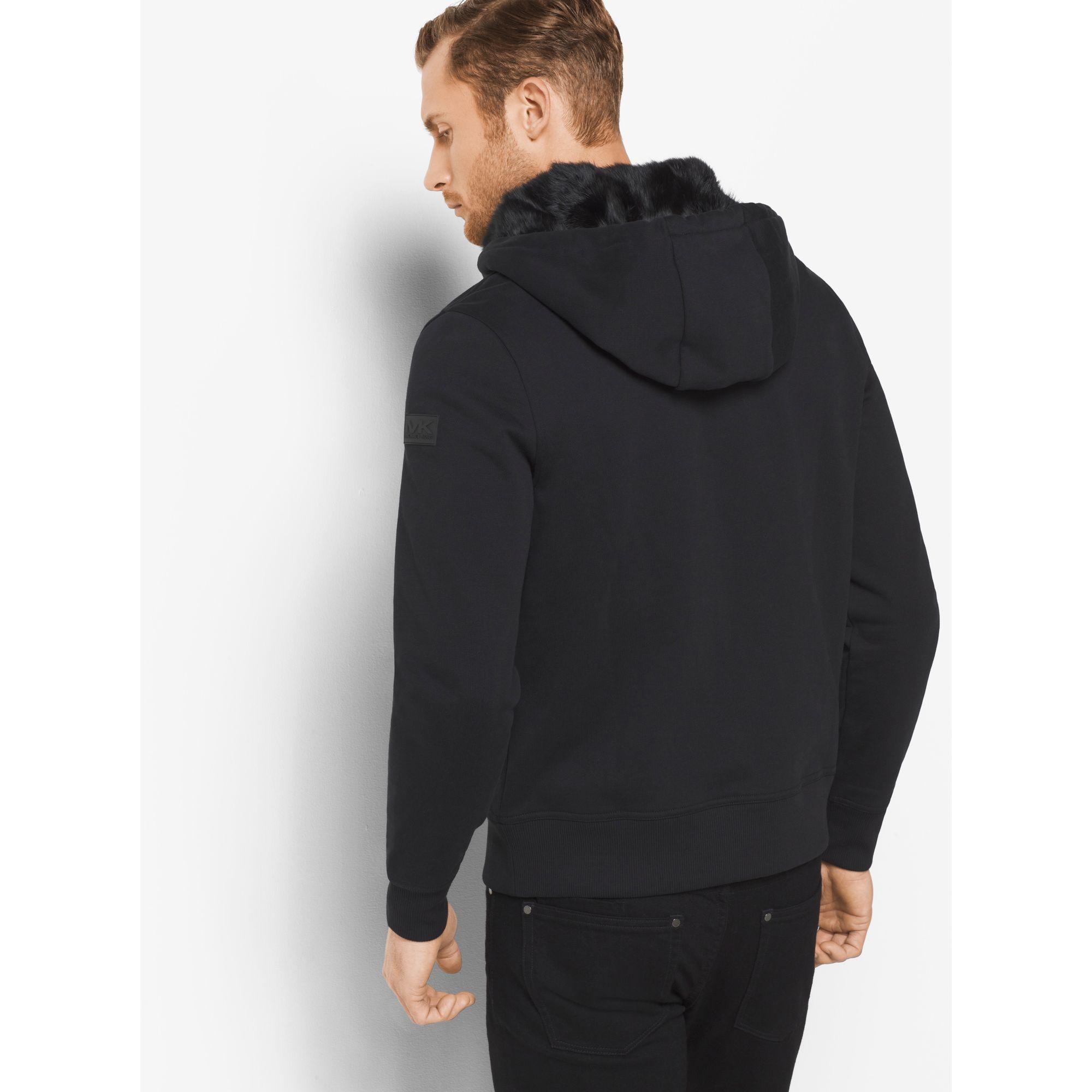 Michael Kors Fur-lined Zip-up Hoodie in Black for Men | Lyst