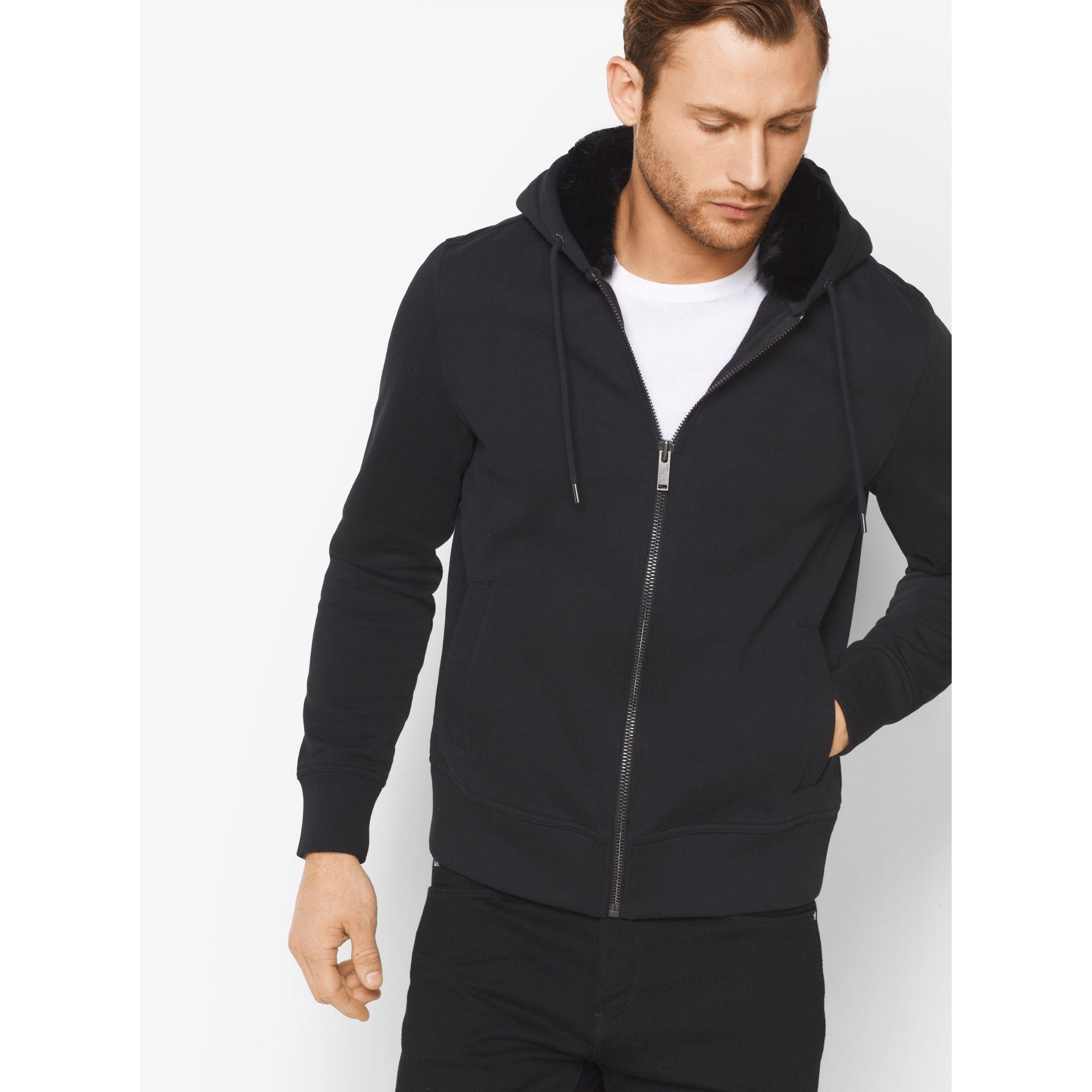 Michael Kors Fur-lined Zip-up Hoodie in Black for Men | Lyst