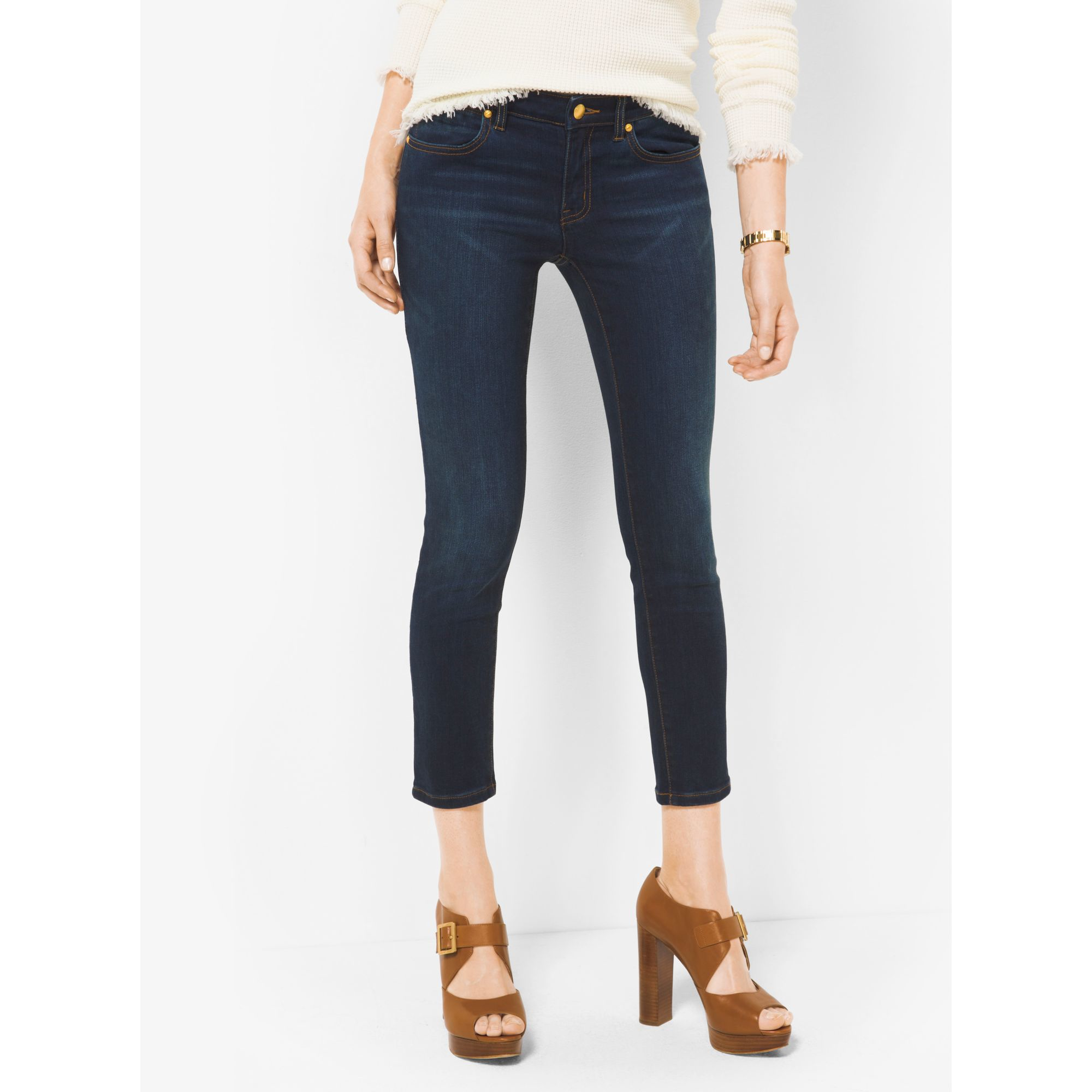 Michael Kors Denim Izzy Cropped Skinny Jeans in Midnight (Blue) Lyst