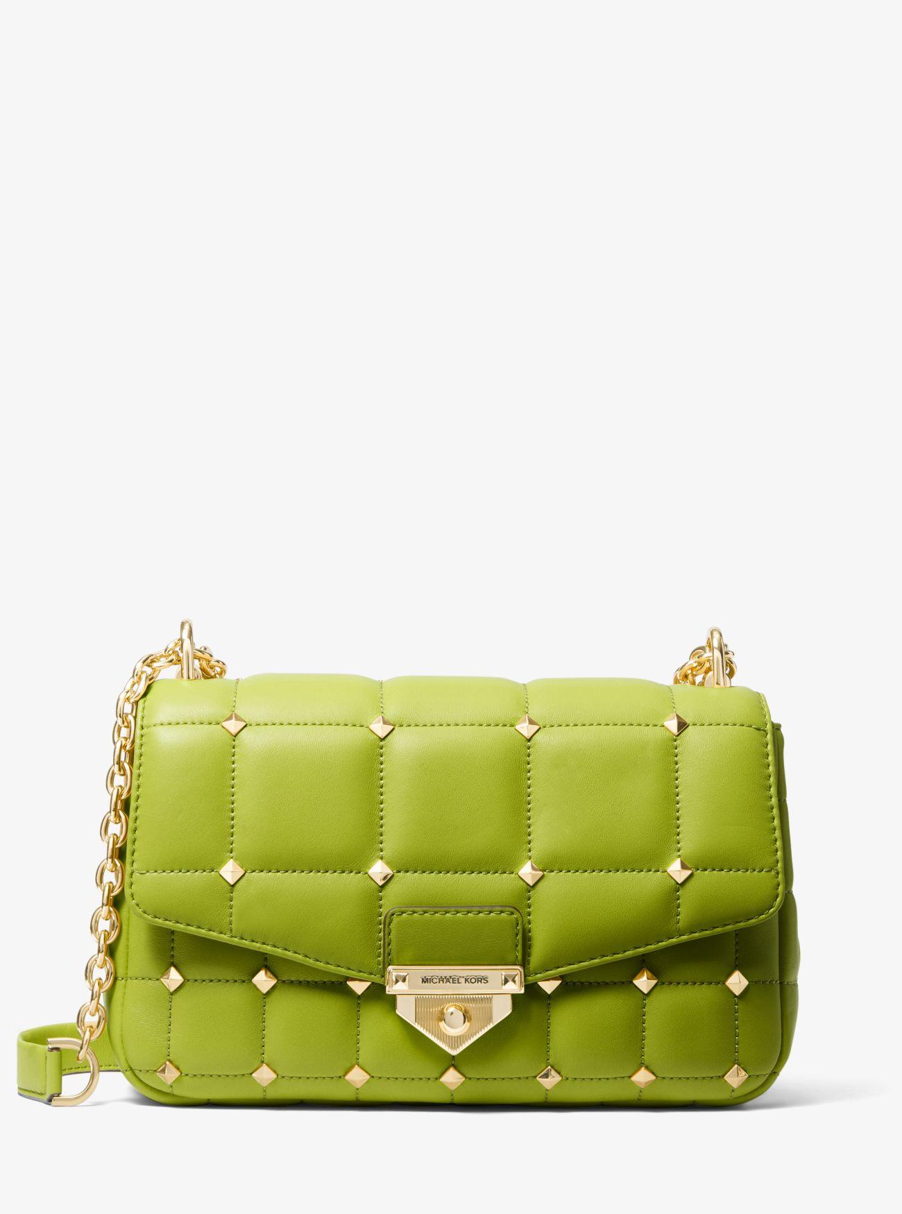 Michael Kors Soho Large Studded Quilted Leather Shoulder Bag in Green |  Lyst UK