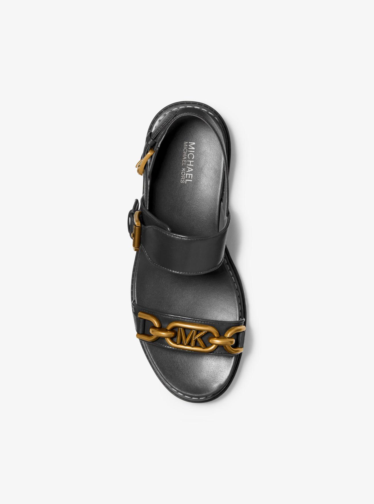 Michael Kors Kailey Logo Embellished Leather Sandal in Black | Lyst UK