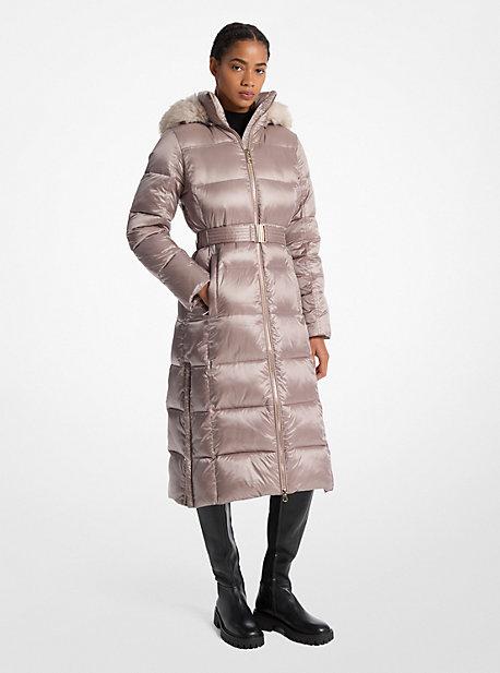 michael michael kors quilted faux fur trim parka