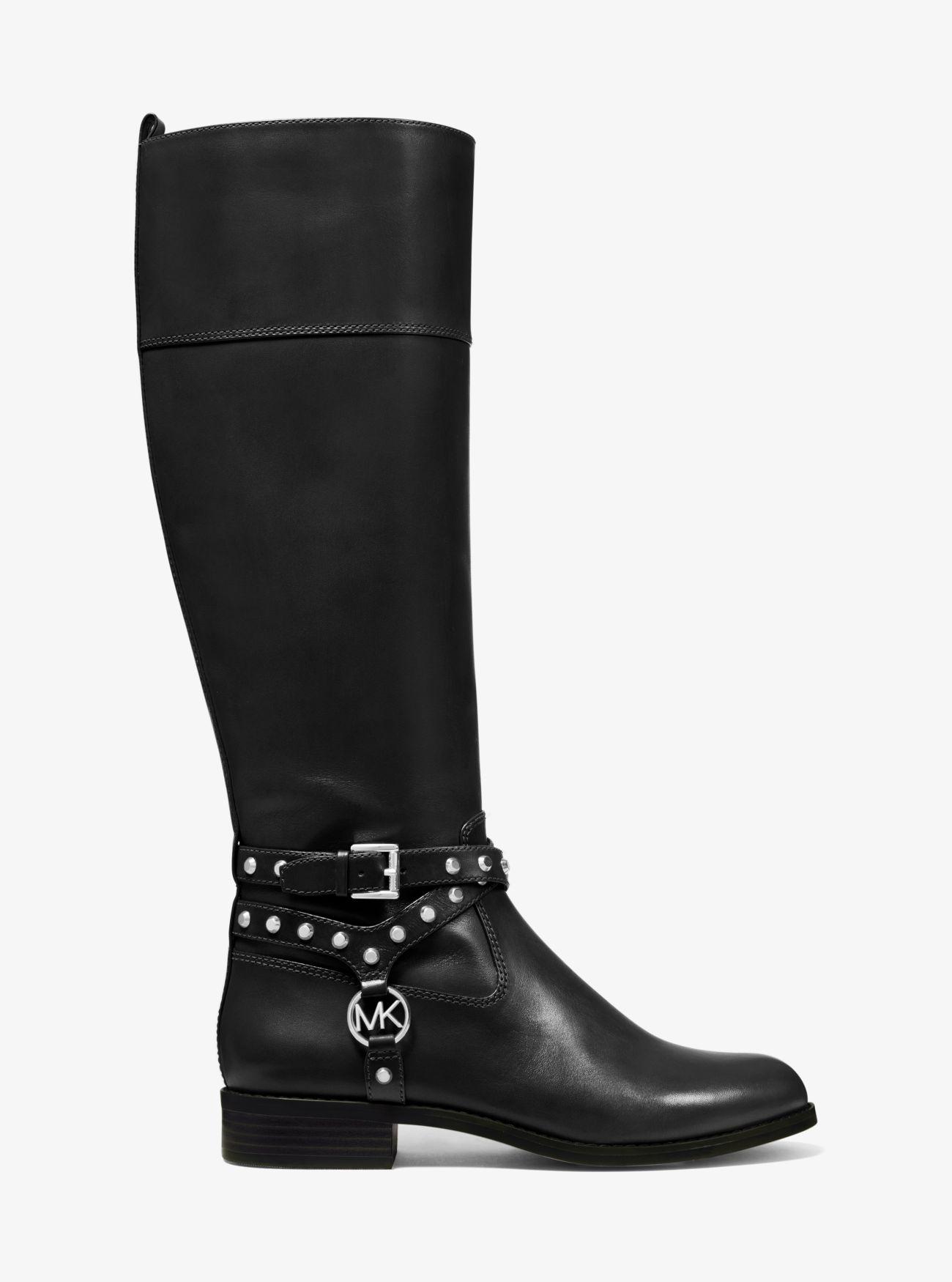 MICHAEL Michael Kors Preston Studded Leather Boot in Black - Lyst