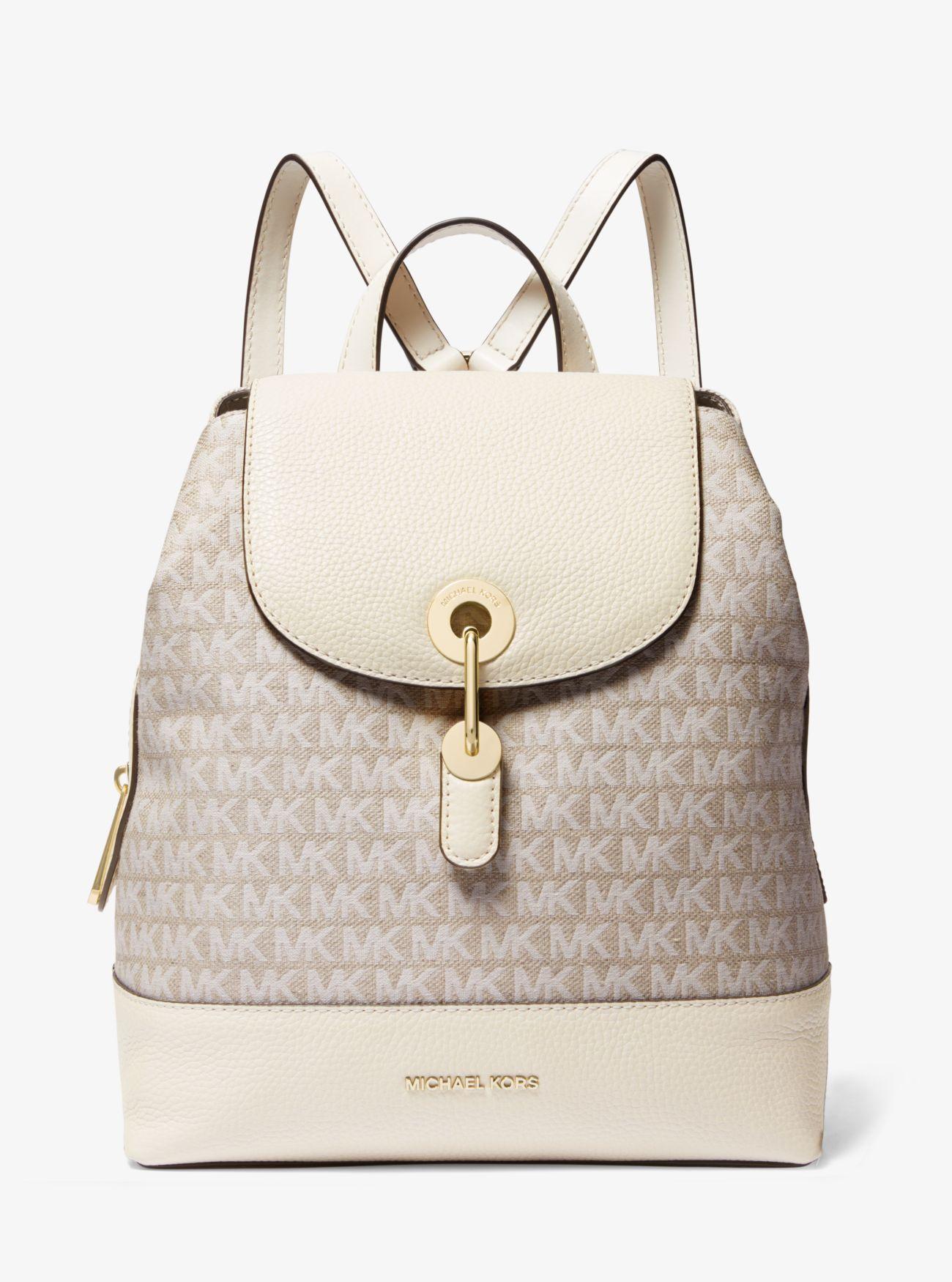 MICHAEL Michael Kors Raven Medium Logo Jacquard And Leather Backpack in