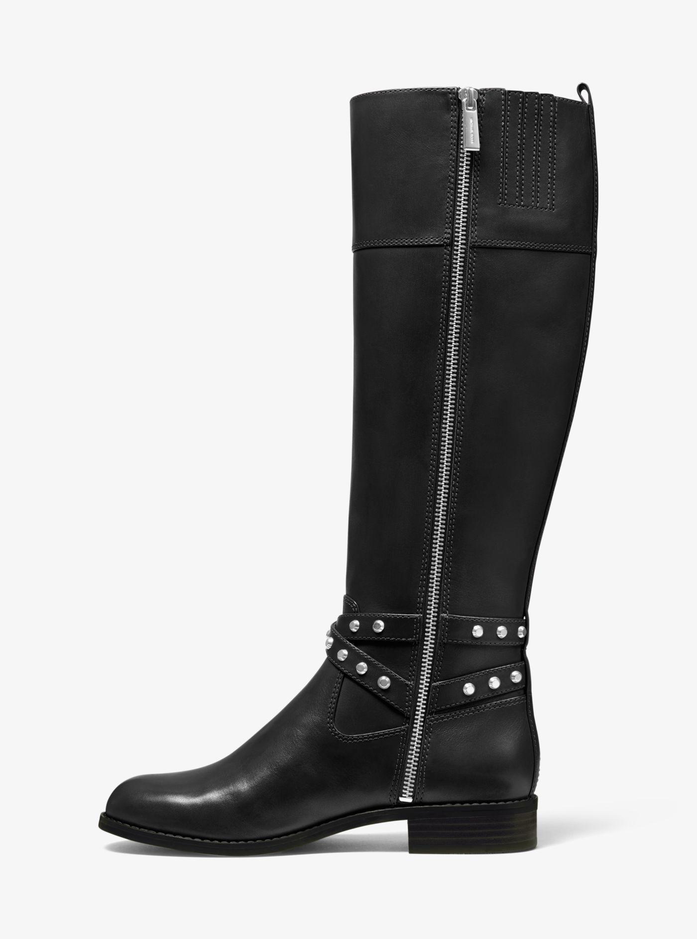 Michael Kors Preston Studded Leather Boot in Black - Lyst