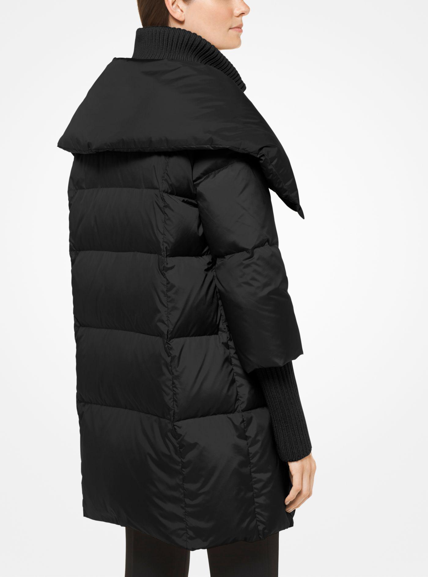 Nylon Oversized Puffer Jacket in Black 