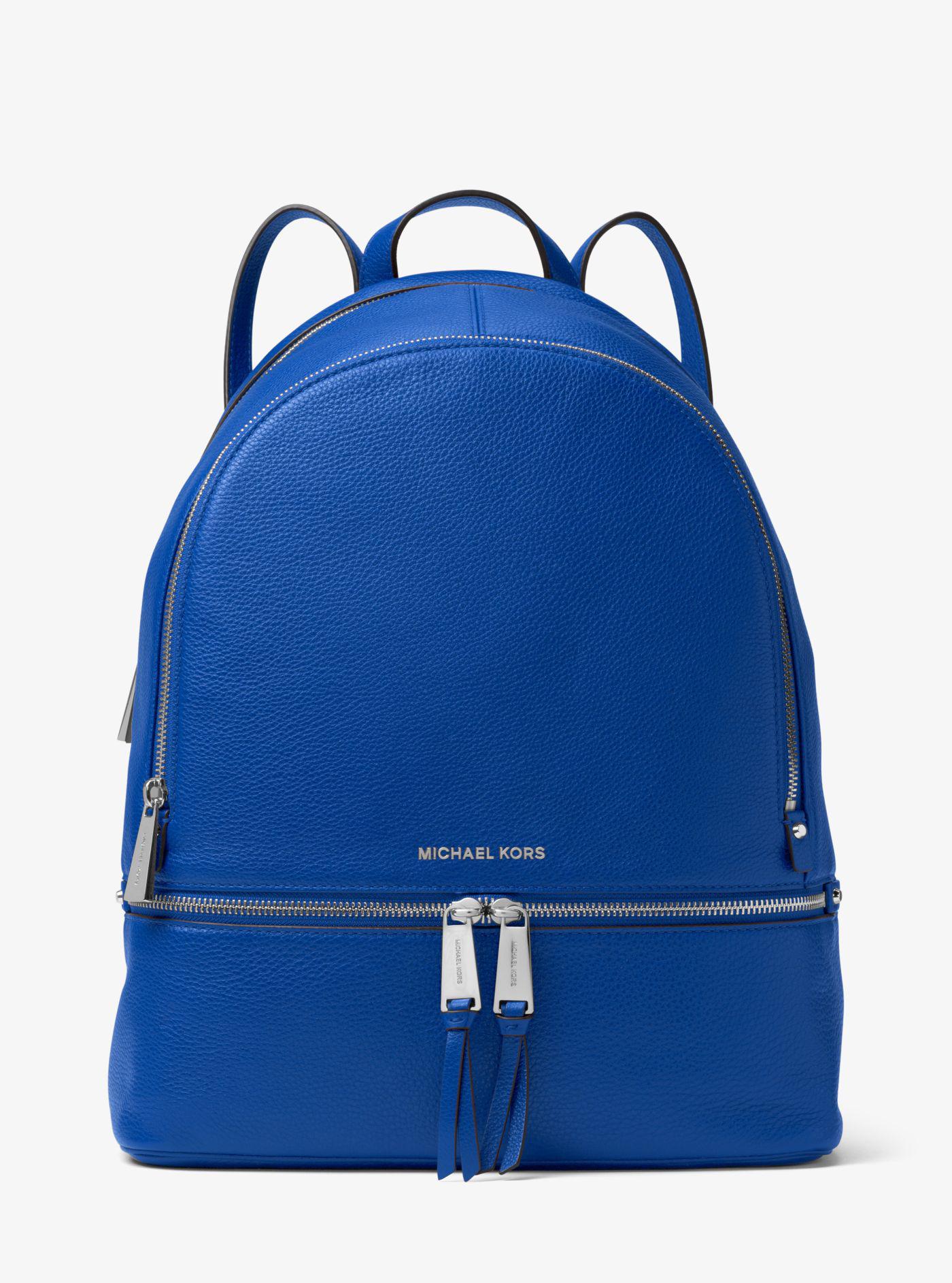 Michael Kors Rhea Large Leather Backpack in Blue | Lyst