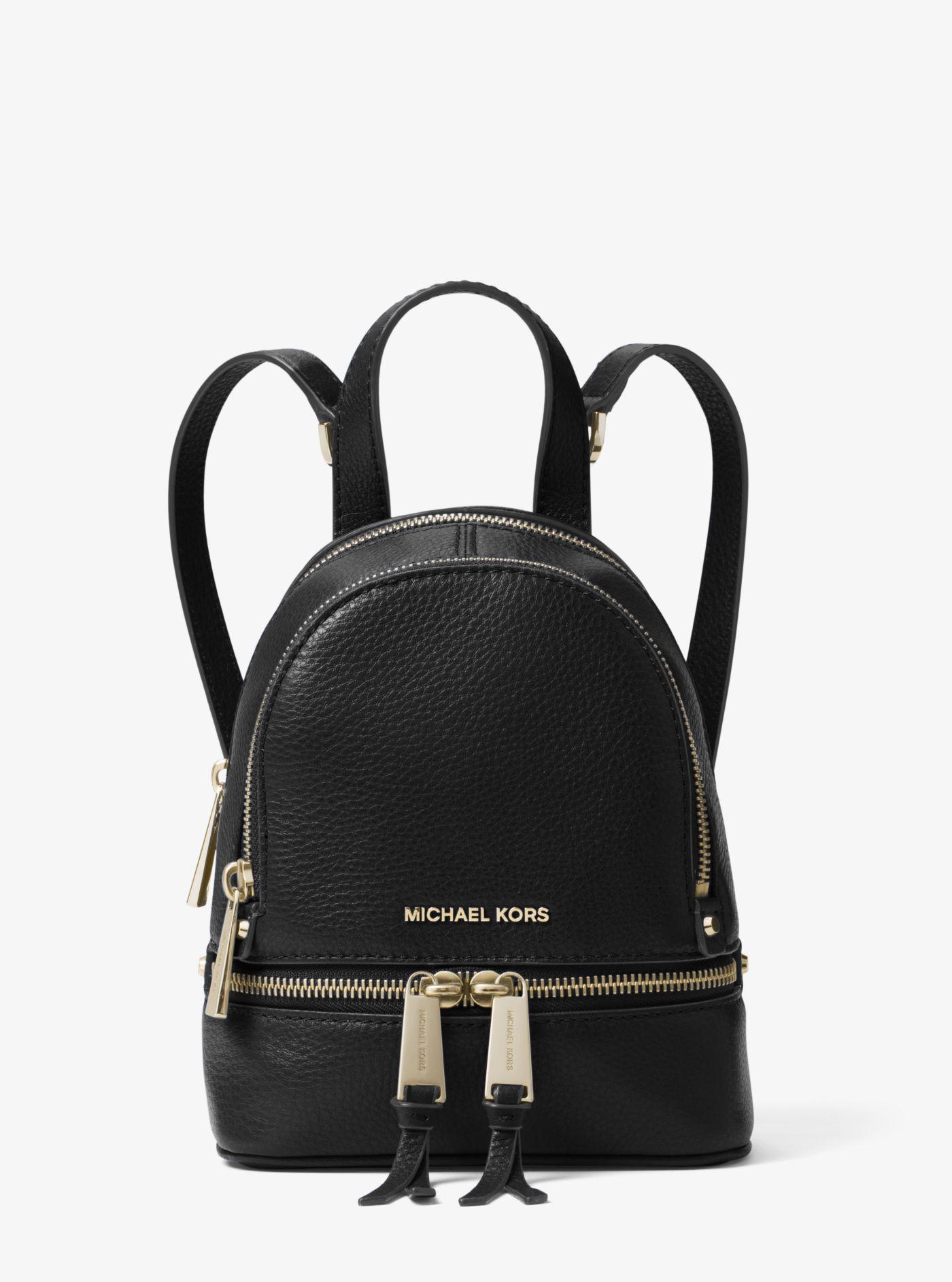 Michael Kors Rhea Mini Leather Backpack in Black - Lyst