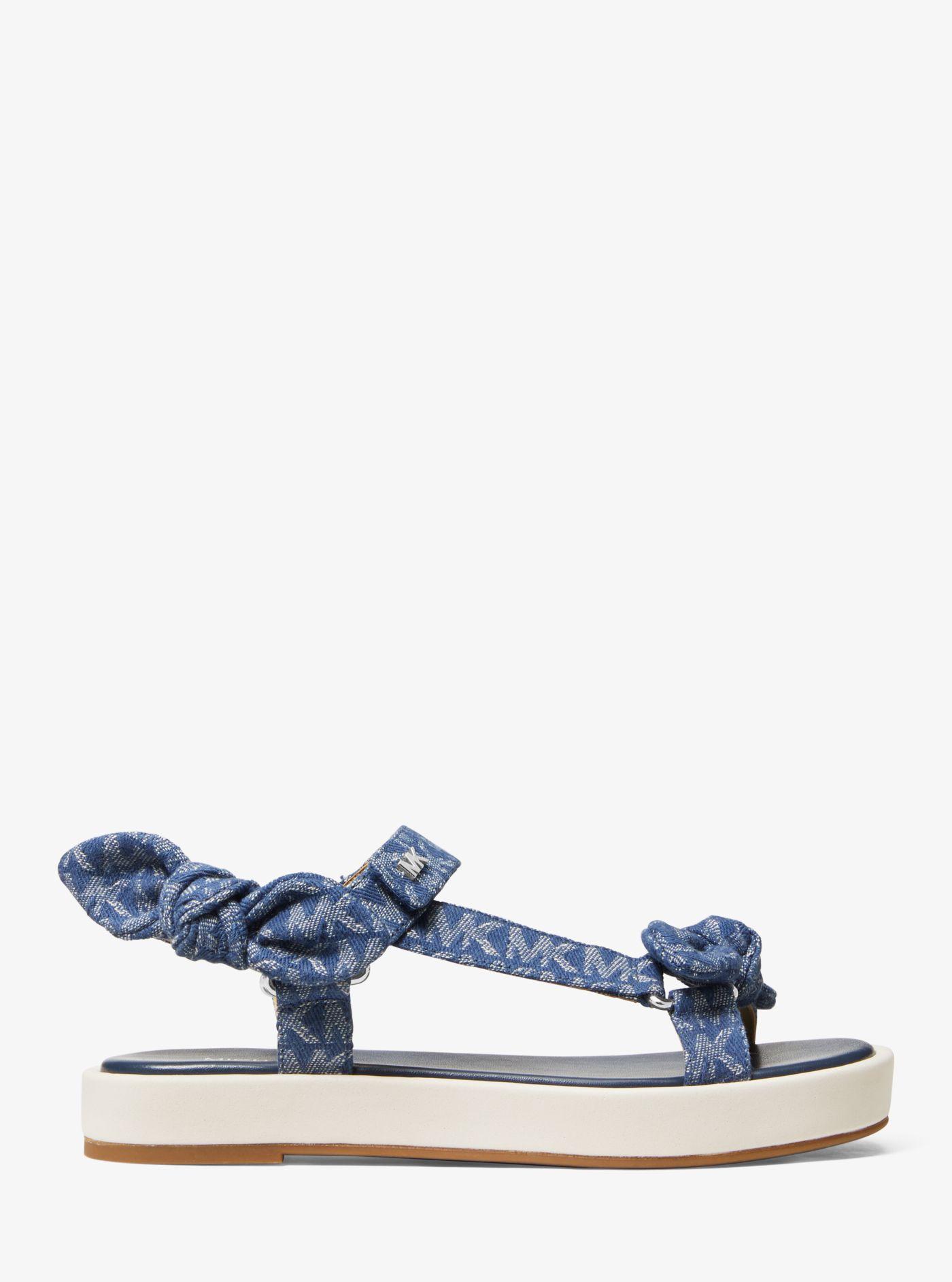 Phoebe Denim Logo Jacquard Bow Sandal
