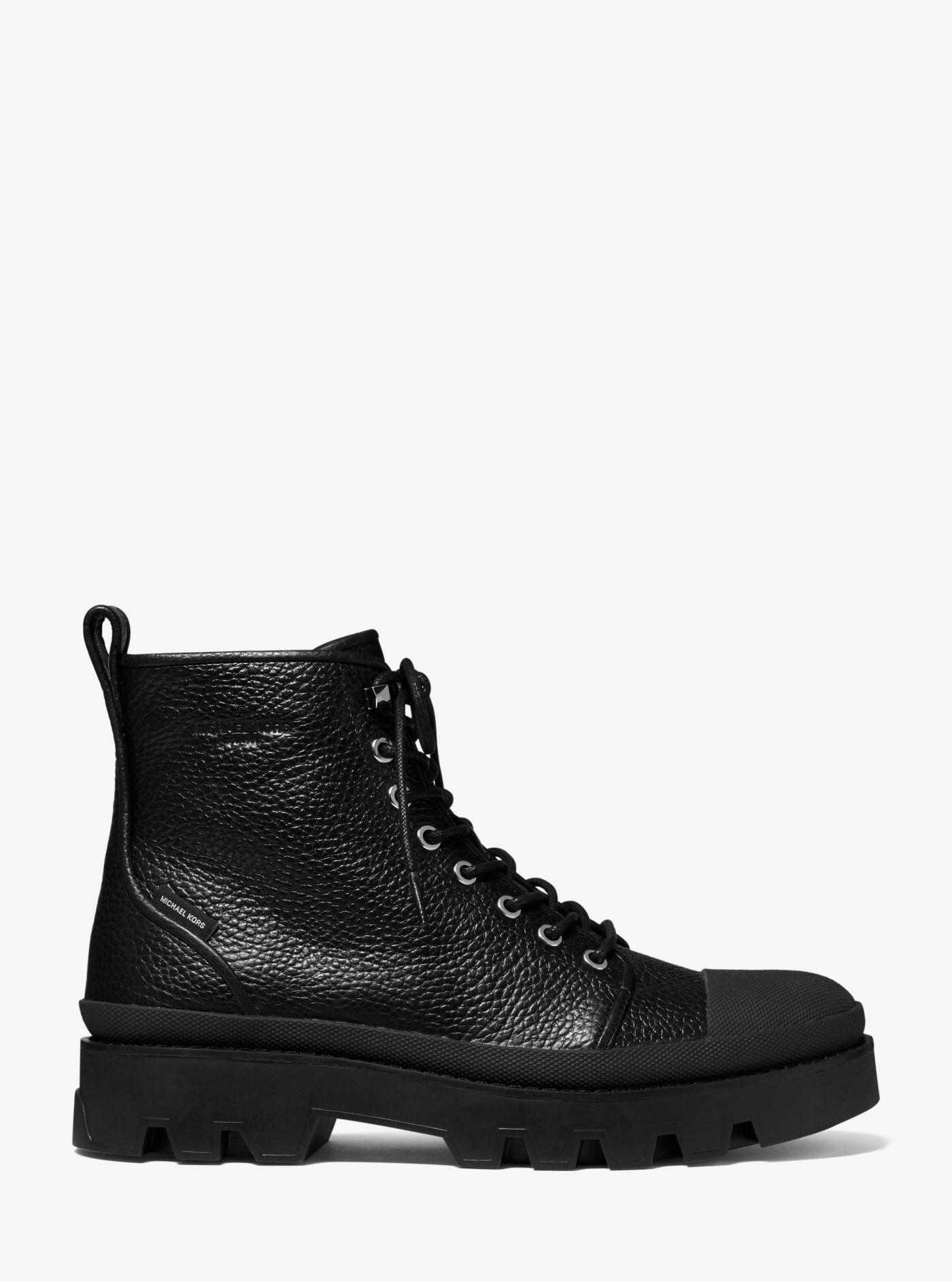 Michael Kors Colin Pebbled Leather Boot in Black | Lyst