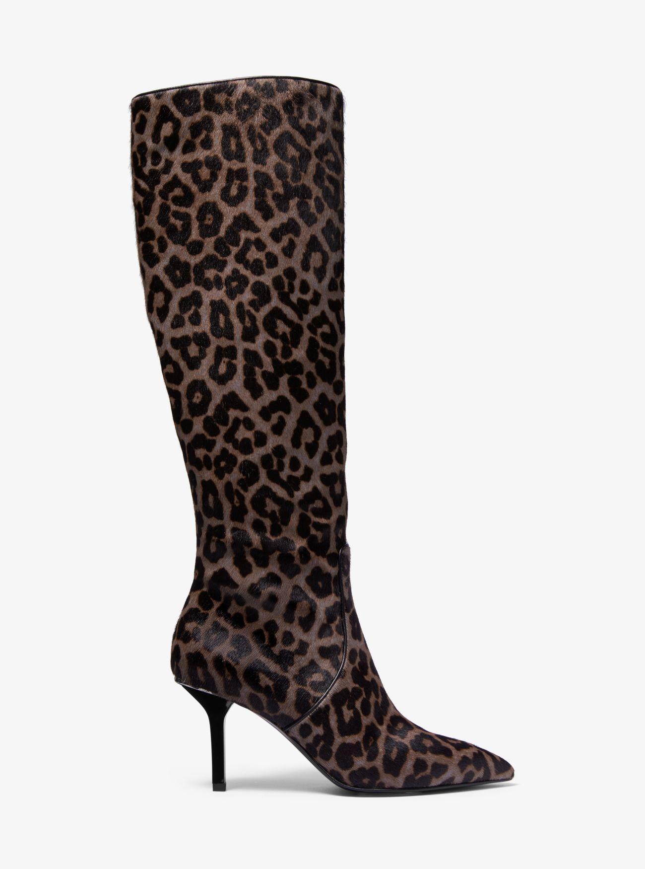 leopard print wide calf boots