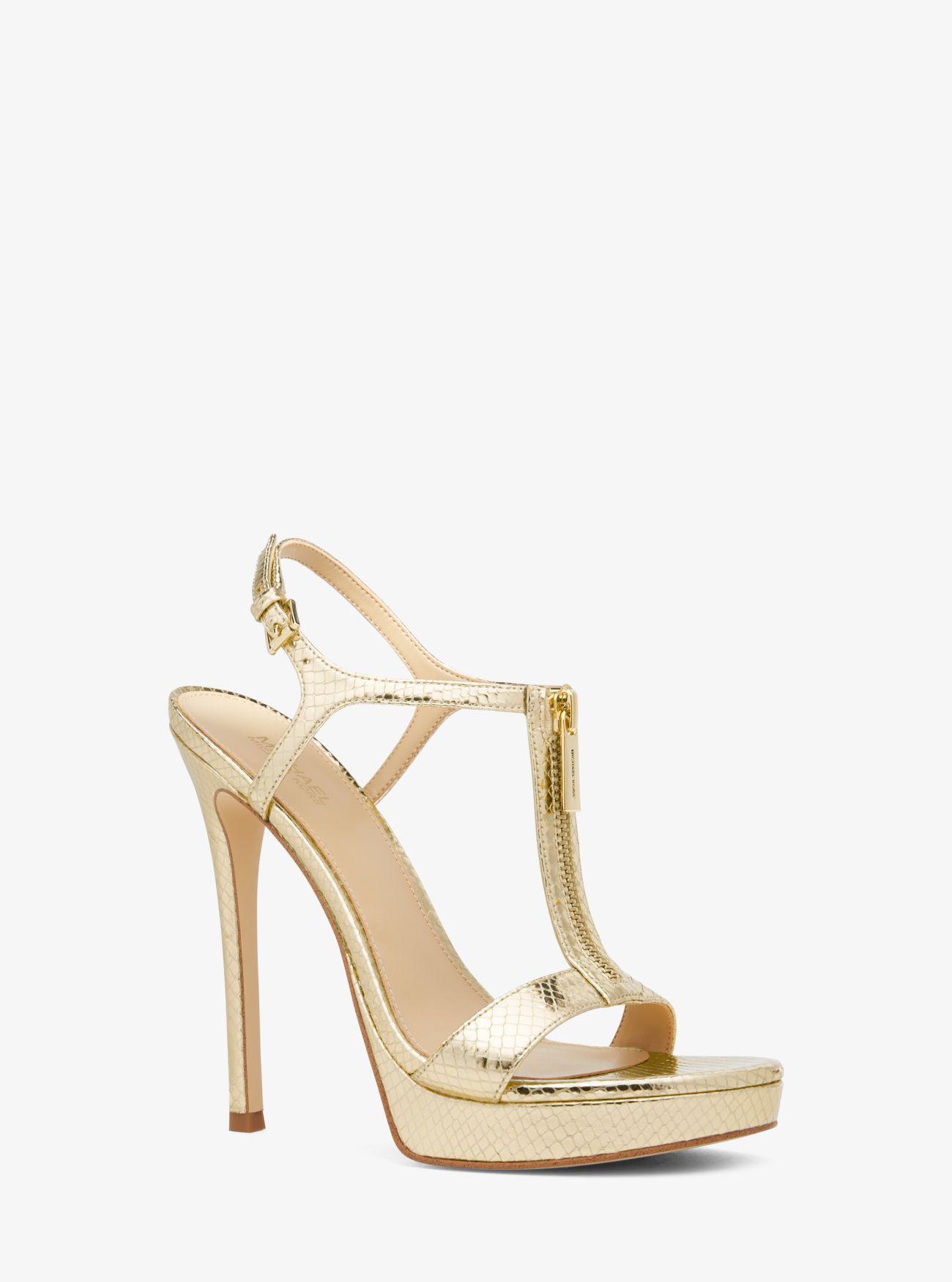 MICHAEL Michael Kors Mk Berkley Metallic Snake Embossed Leather Stiletto Sandal Lyst UK