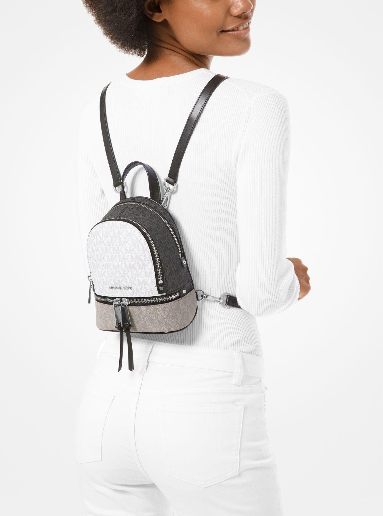 host See through married Michael Kors Rhea Mini Color-block Logo Backpack in White | Lyst