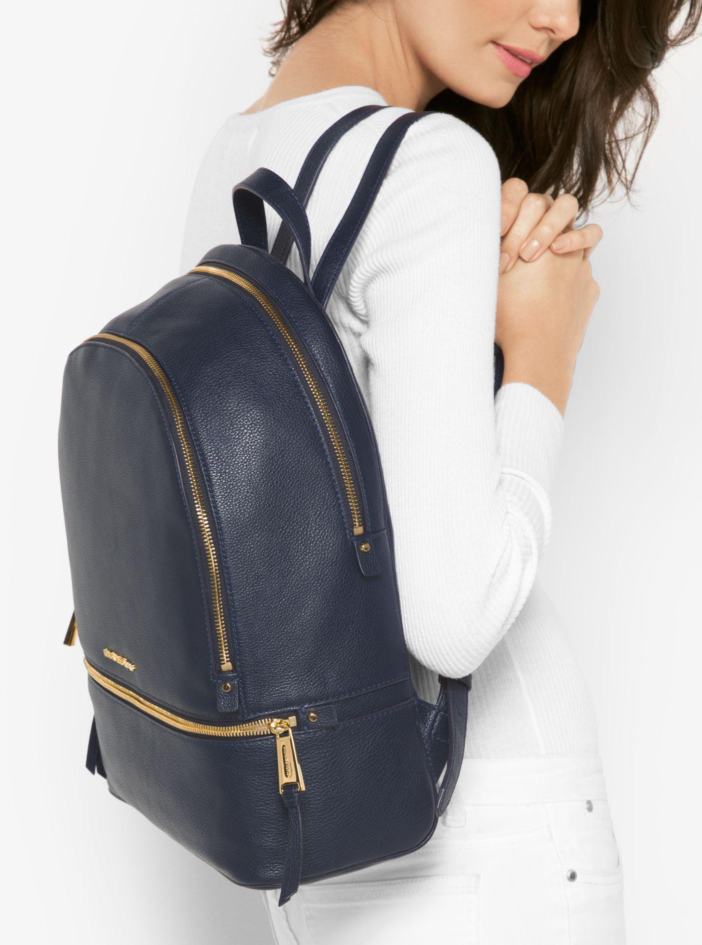 Michael Kors Leather Backpack For Women in Navy (Blue) - Lyst