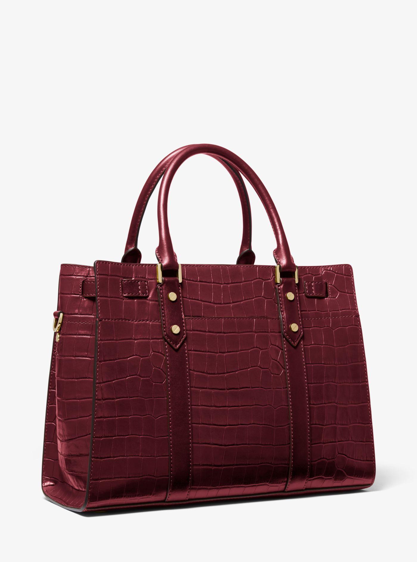 Nouveau hamilton large crocodile embossed leather satchel 2025