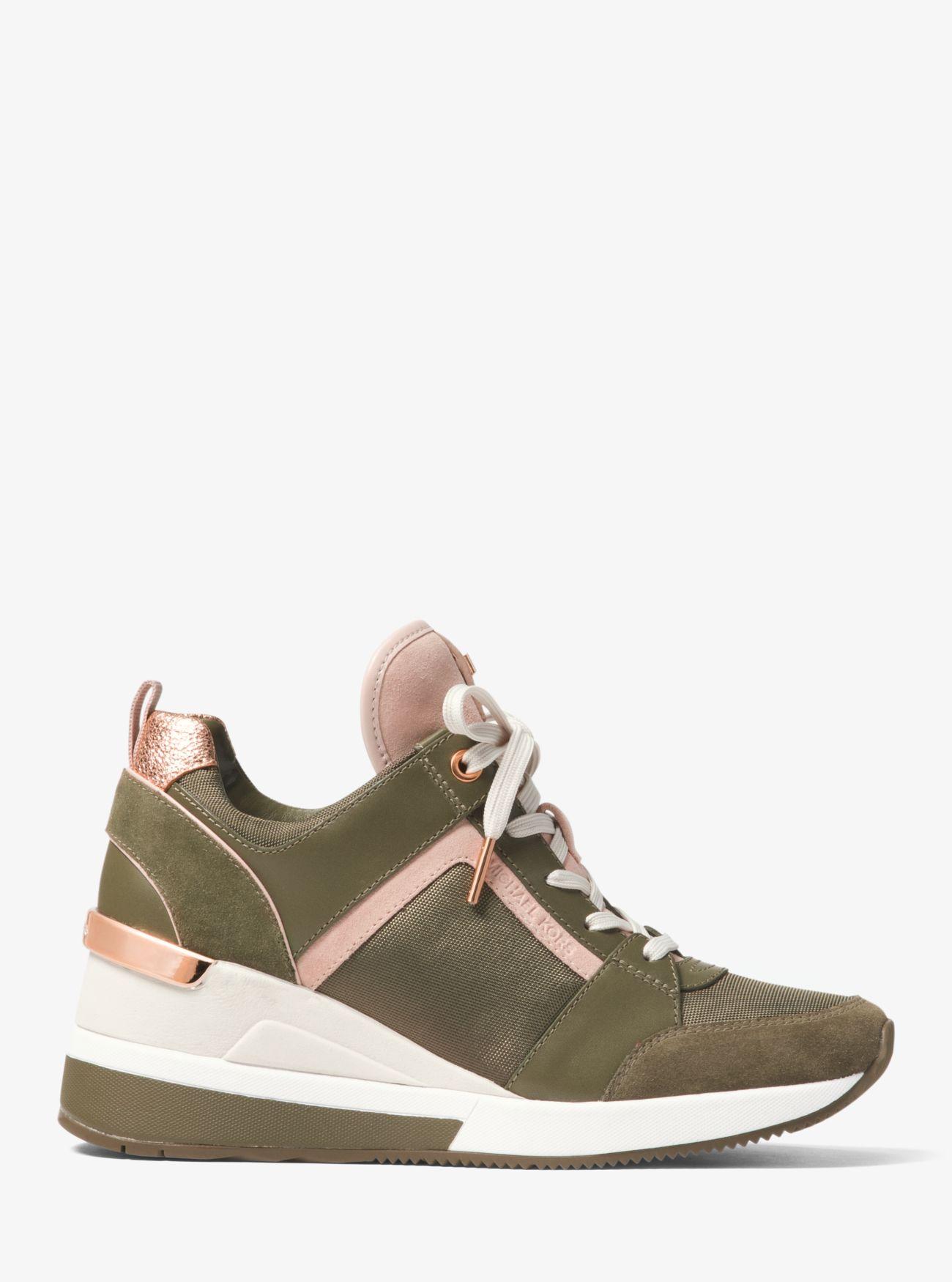 MICHAEL Michael Kors Georgie Canvas And Suede Sneaker in Green | Lyst