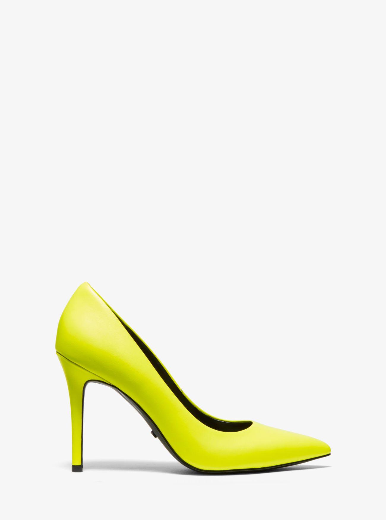Michael Kors Claire Neon Leather Pump in Yellow | Lyst