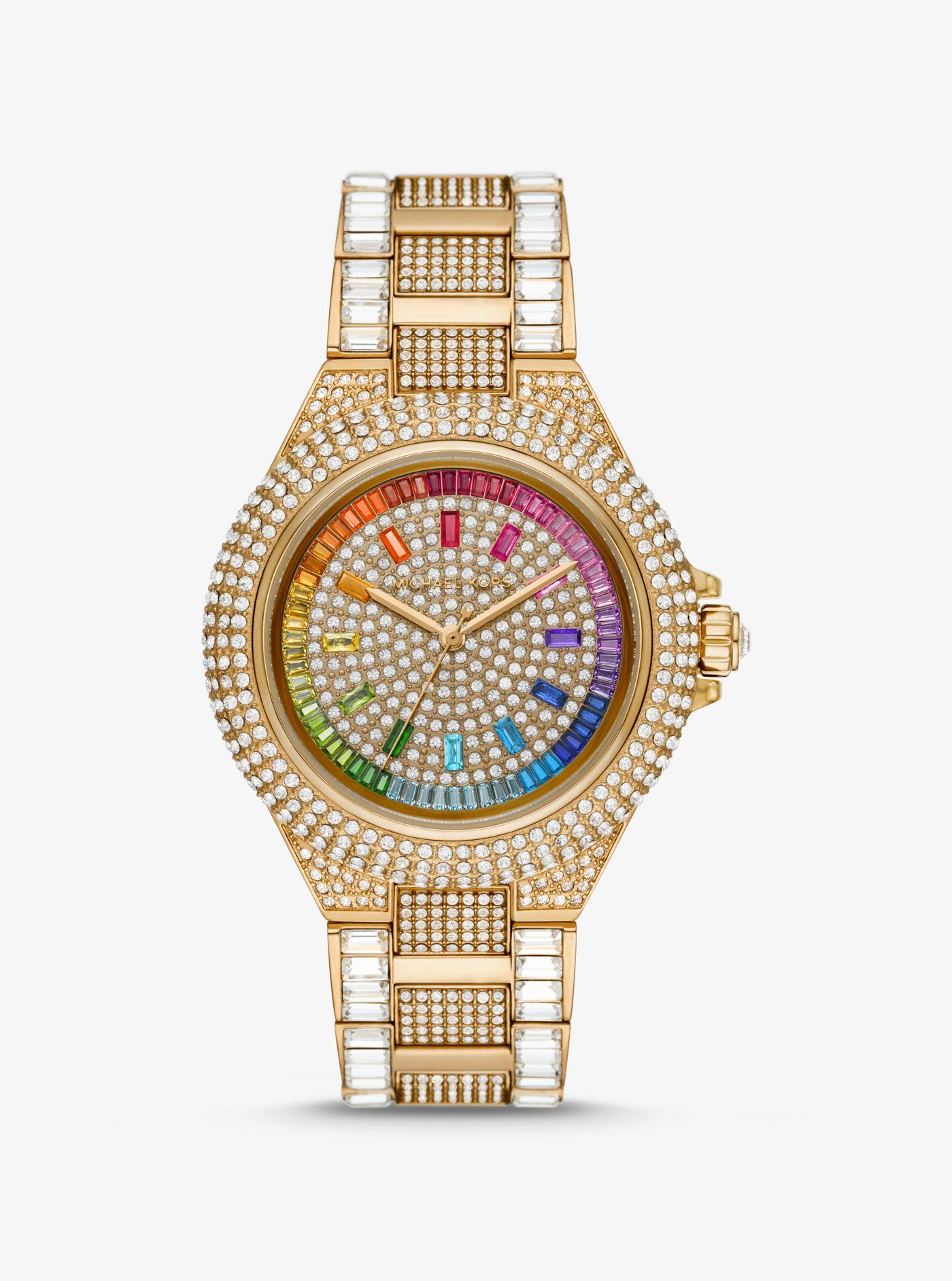 Michael Kors Limited Edition Oversized Camille Rainbow Pavé Gold-tone Watch  in Metallic | Lyst Australia