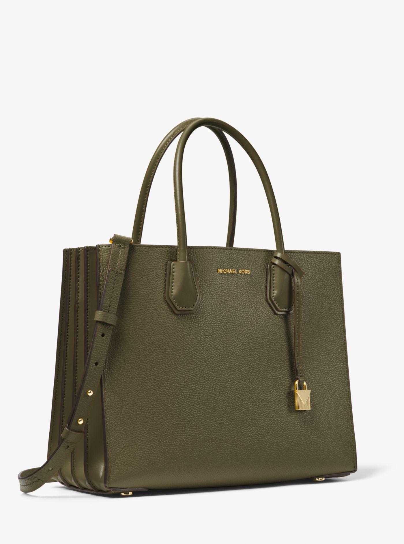 Borsa tote Mercer grande a fisarmonica in pelle martellata di Michael Kors in Verde Lyst
