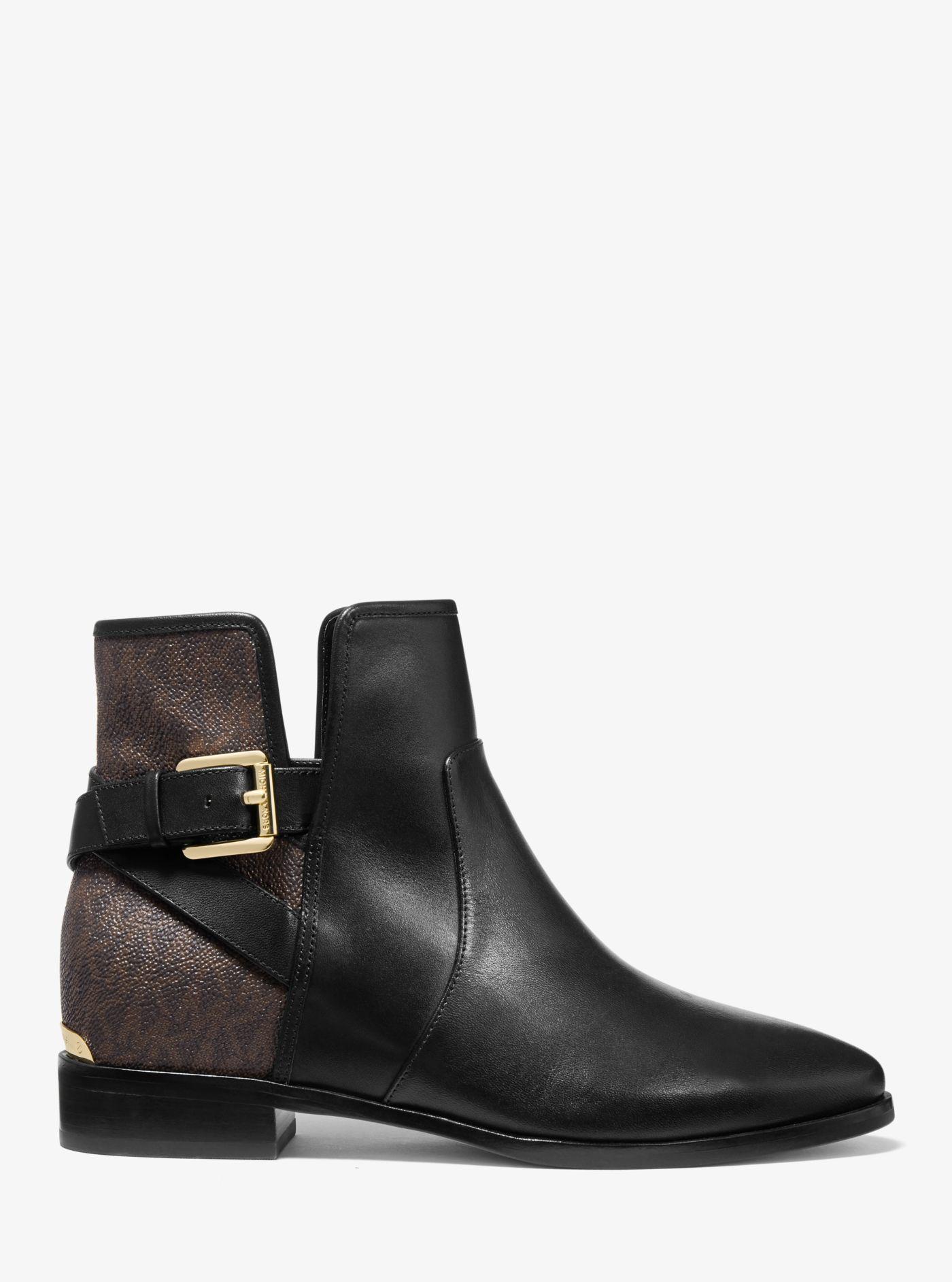 salem leather and logo ankle boot