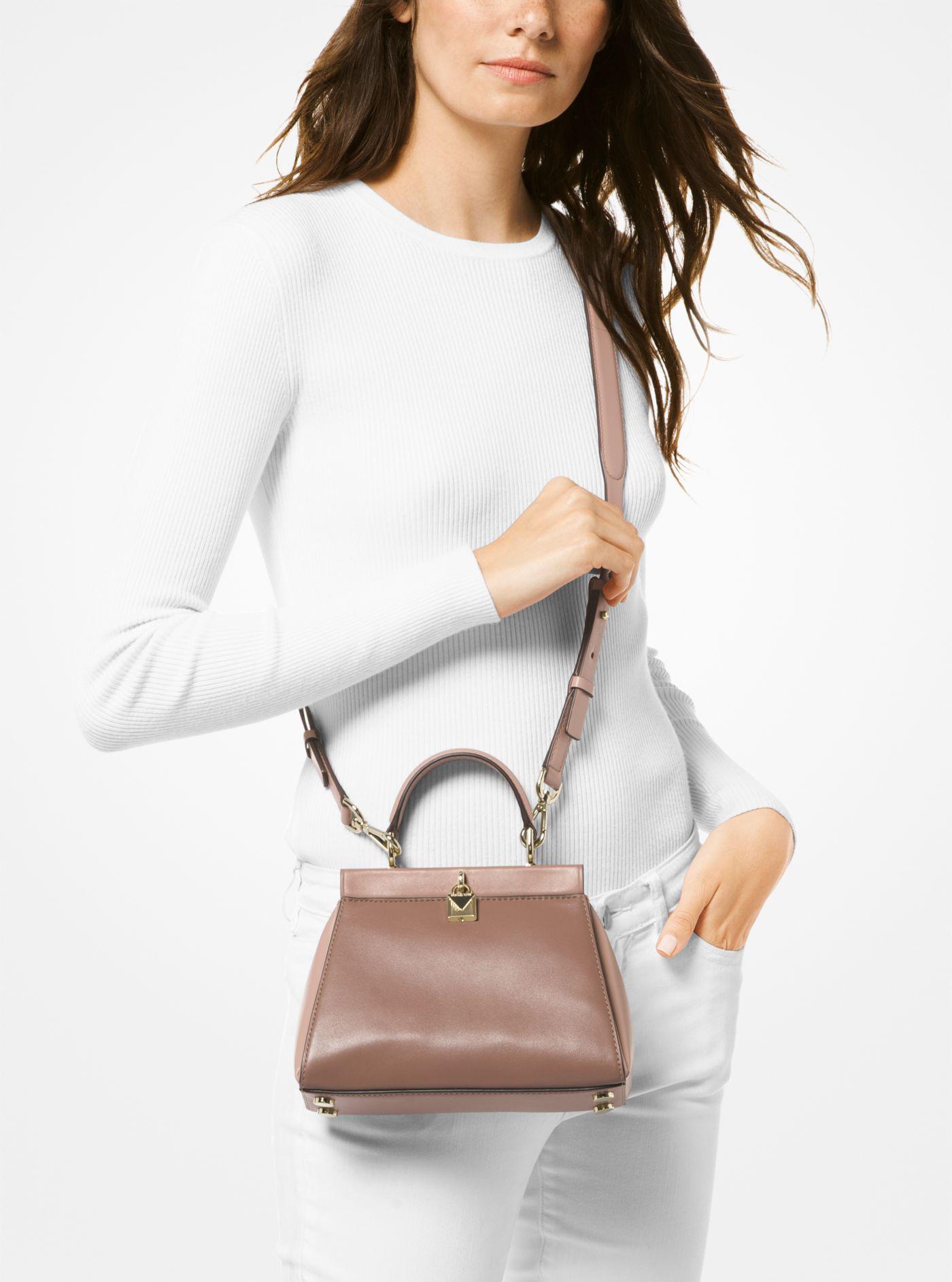 gramercy small pebbled leather frame satchel