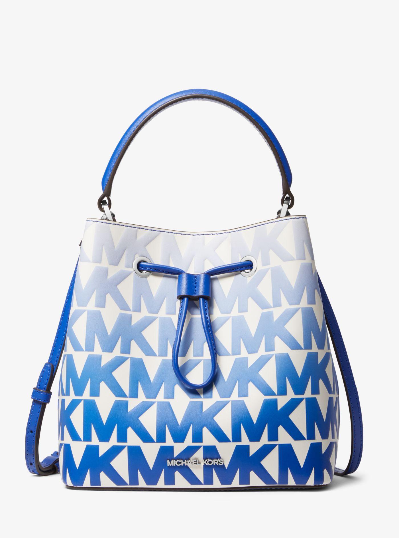 Michael Kors Suri Medium Graphic Logo Print Faux Leather Crossbody Bag in  Blue | Lyst