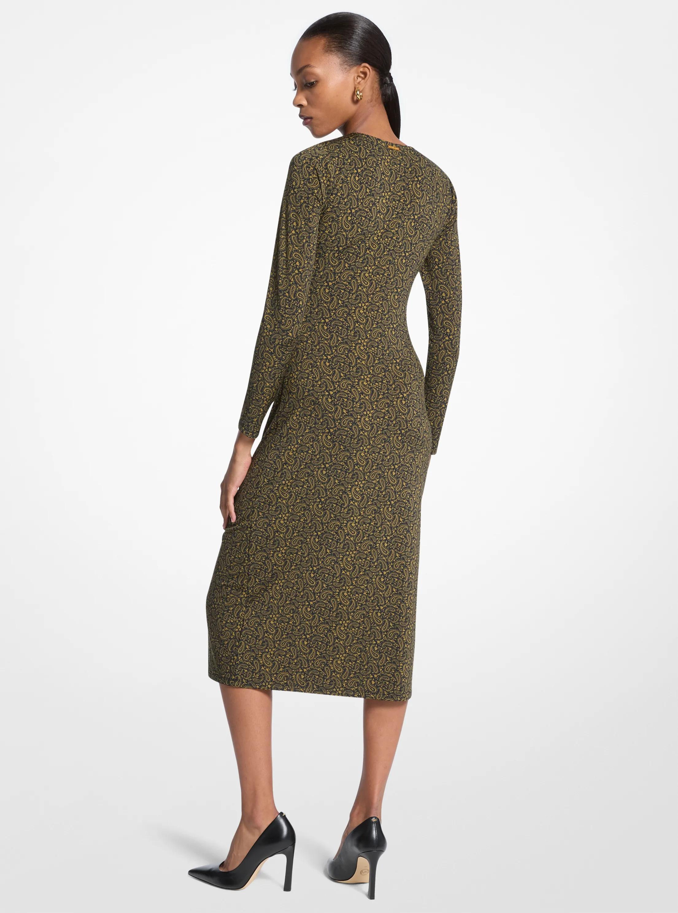 michael kors jersey wrap dress Michael Kors Zipped Wrap-Effect Dress Dark Brown Stretch Jersey Size 0 Celebrity Owned