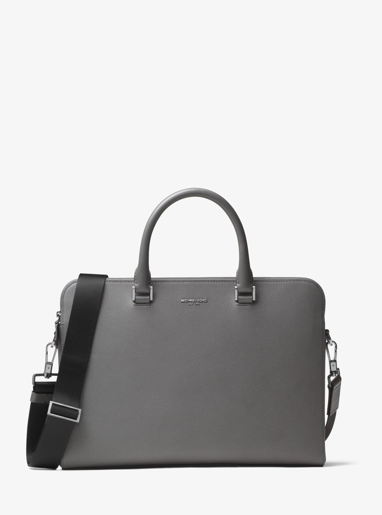 Michael Kors Harrison Leather Briefcase in Grey (Gray) for Men - Lyst