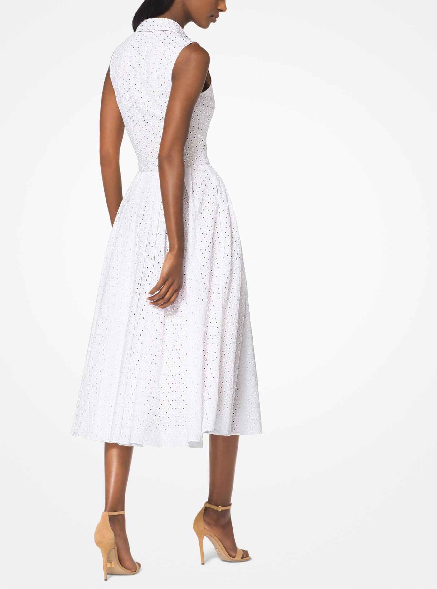 michael kors eyelet cotton shirtdress