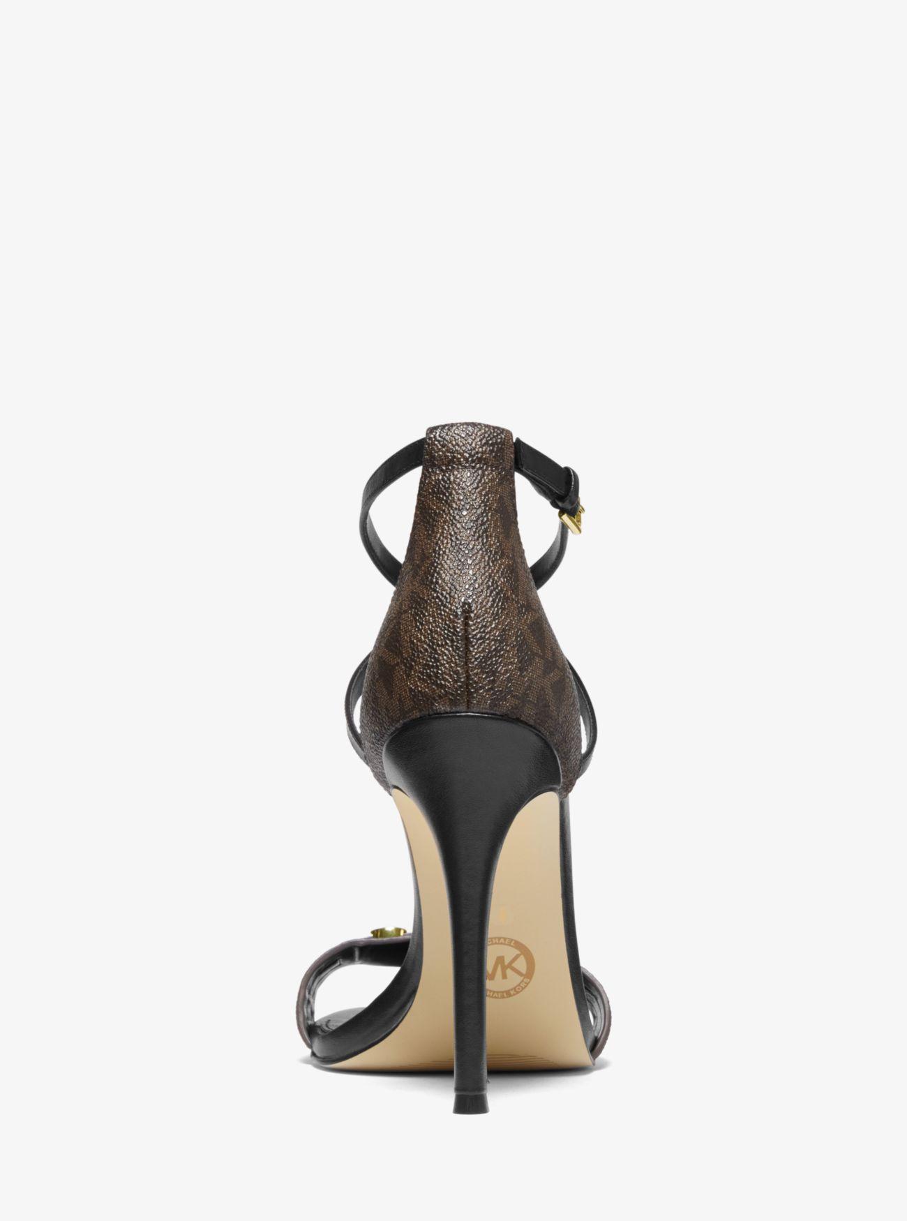 Michael Kors Goldie Logo Sandal in Brown | Lyst